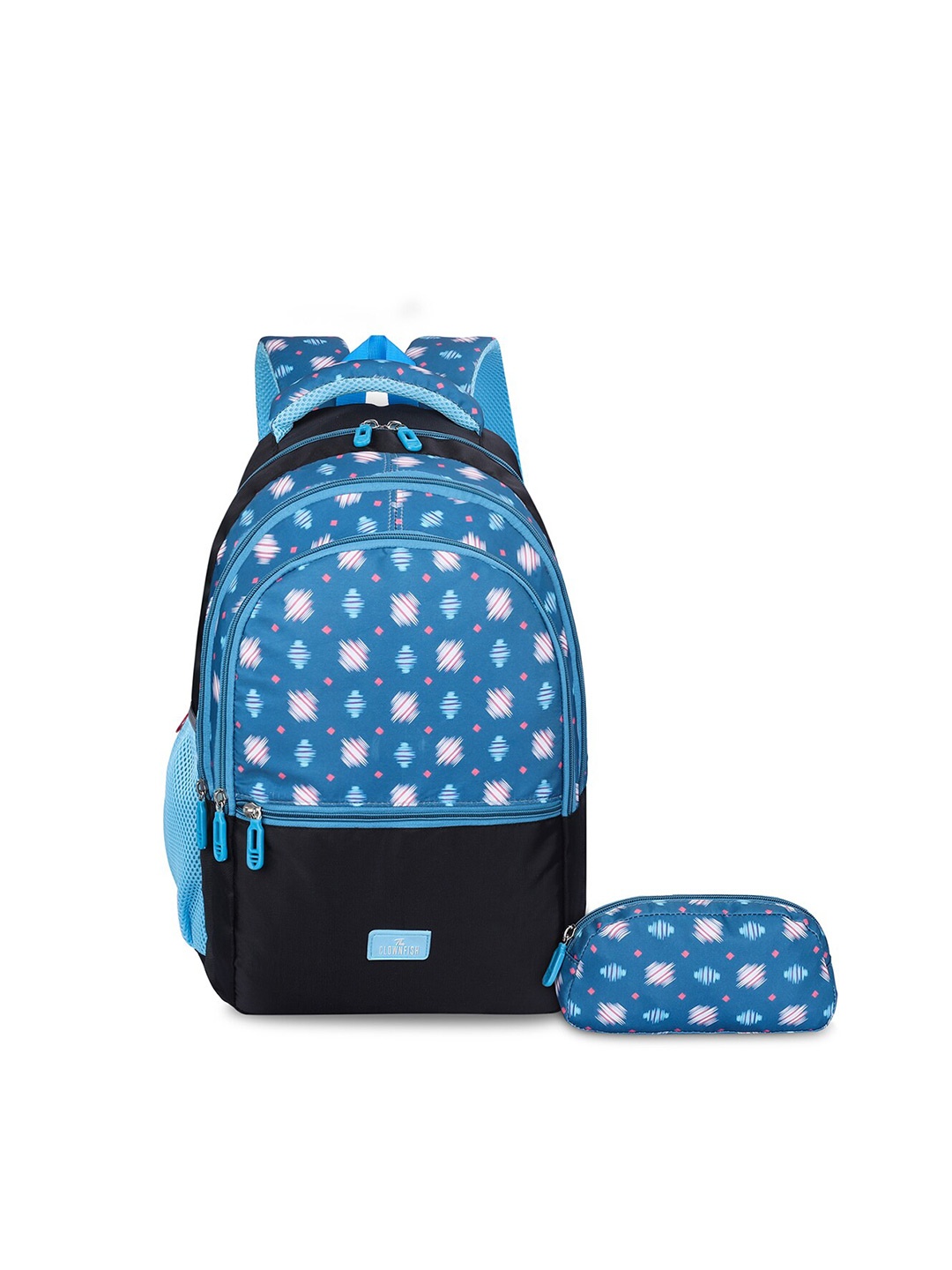 

THE CLOWNFISH Edutrek Kids Printed Medium Backpack with Zip Pouch, Turquoise blue