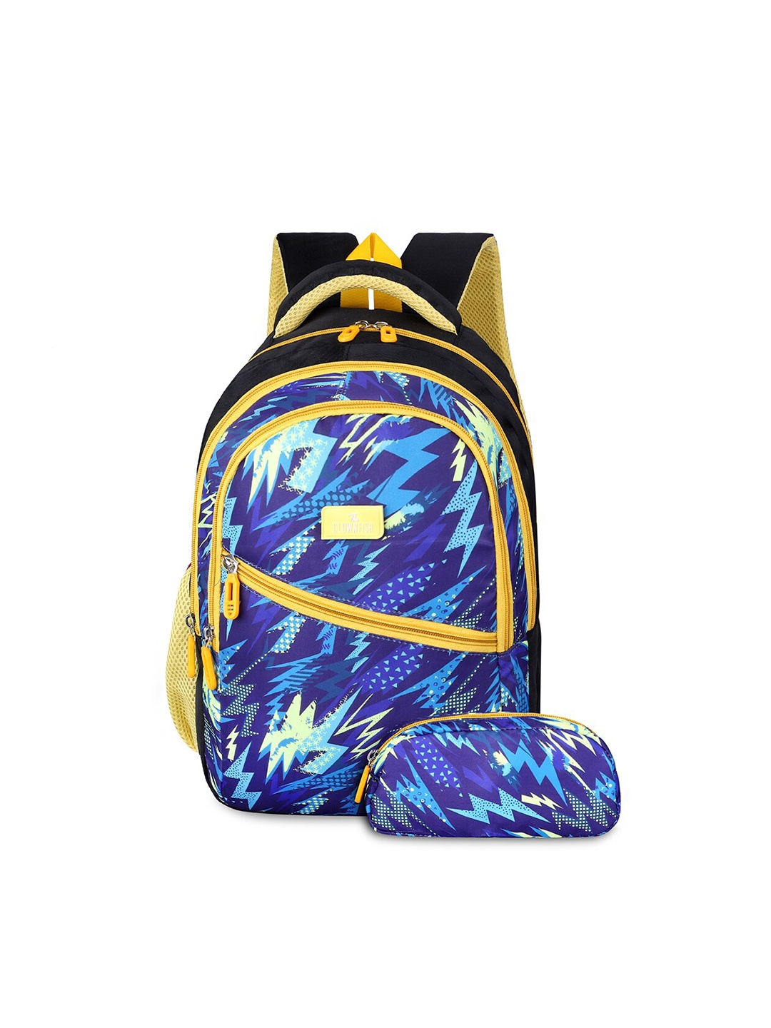 

THE CLOWNFISH Brainbox Kids Printed Medium Backpack with Zip Pouch, Blue