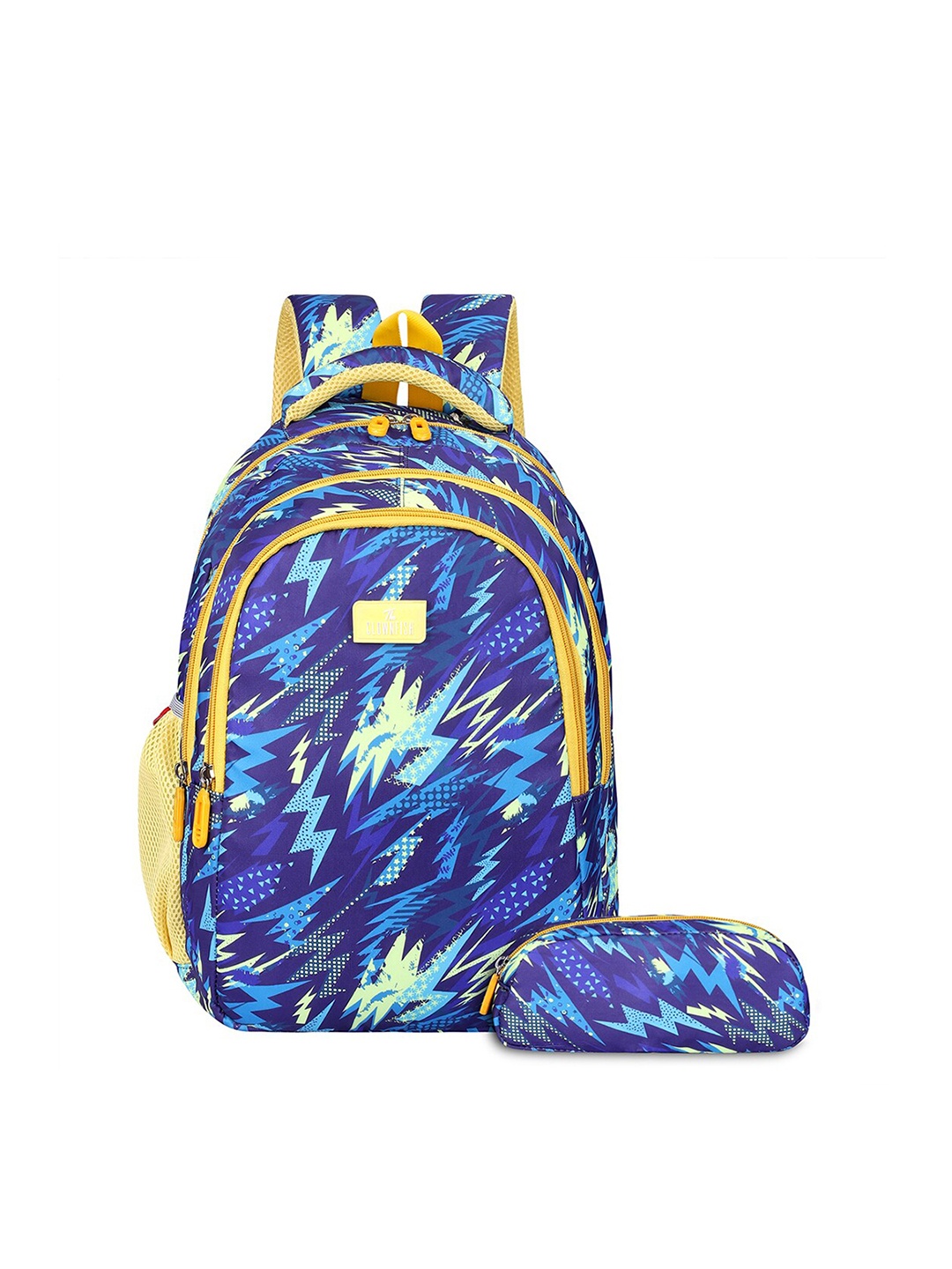 

THE CLOWNFISH Scholastic Kids Printed Backpack with Zip Pouch, Blue