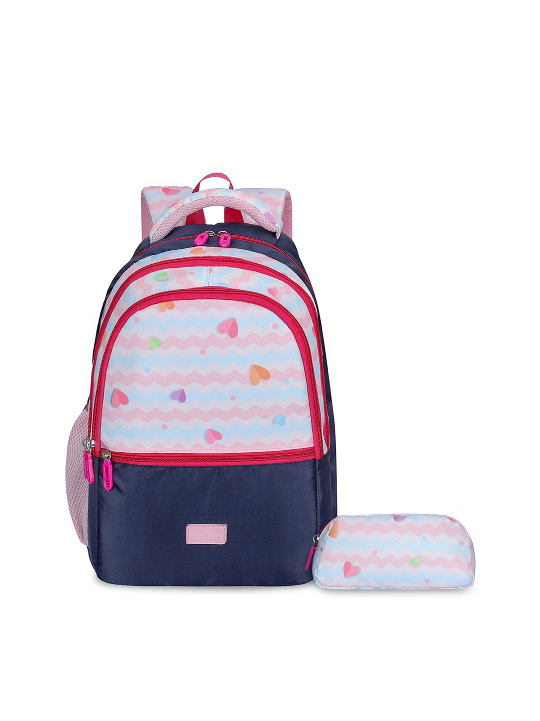 

THE CLOWNFISH Edutrek Kids Graphic Printed Backpack with Zip Pouch, Turquoise blue