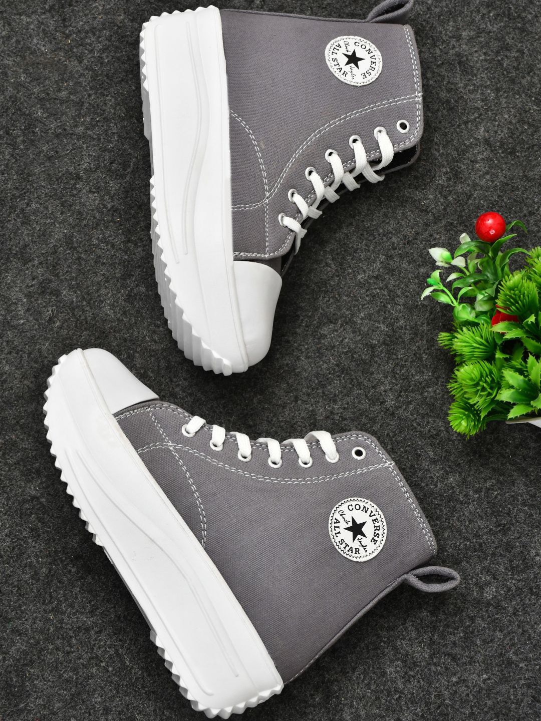 

JEEVI Women Lightweight Mid-Top Sneakers, Grey