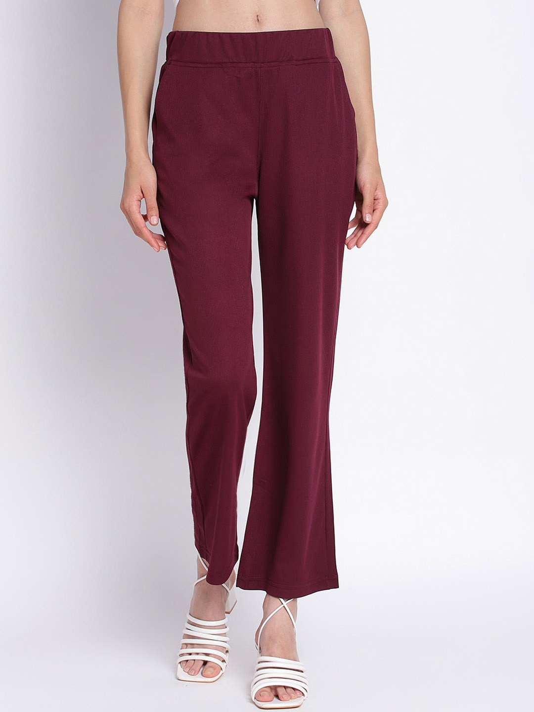 

Duchess Women Mid-Rise Relaxed Fit Easy Wash Trousers, Maroon
