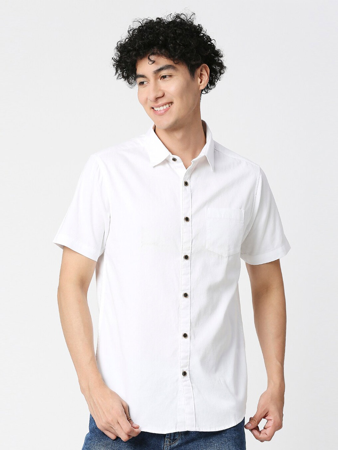 

VALEN CLUB Slim Fit Pure Cotton Casual Shirt, White