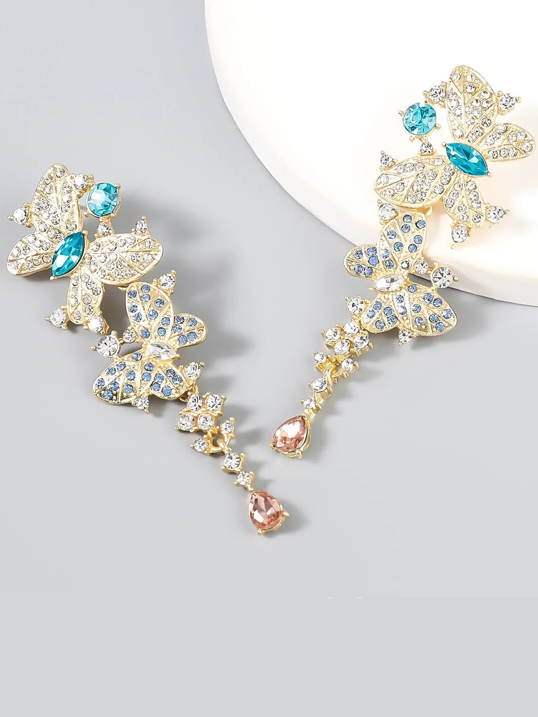 

AVANT-GARDE PARIS Gold-Plated Butterful Design Contemporary Drop Earrings