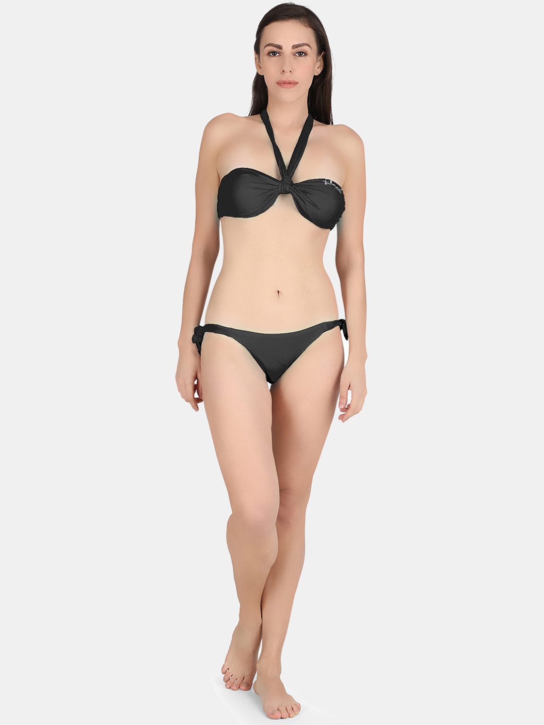 

FILMAX ORIGINALS Two-Piece MerMaid Style Halter Neck Buster Bikini Swimming Set, Black