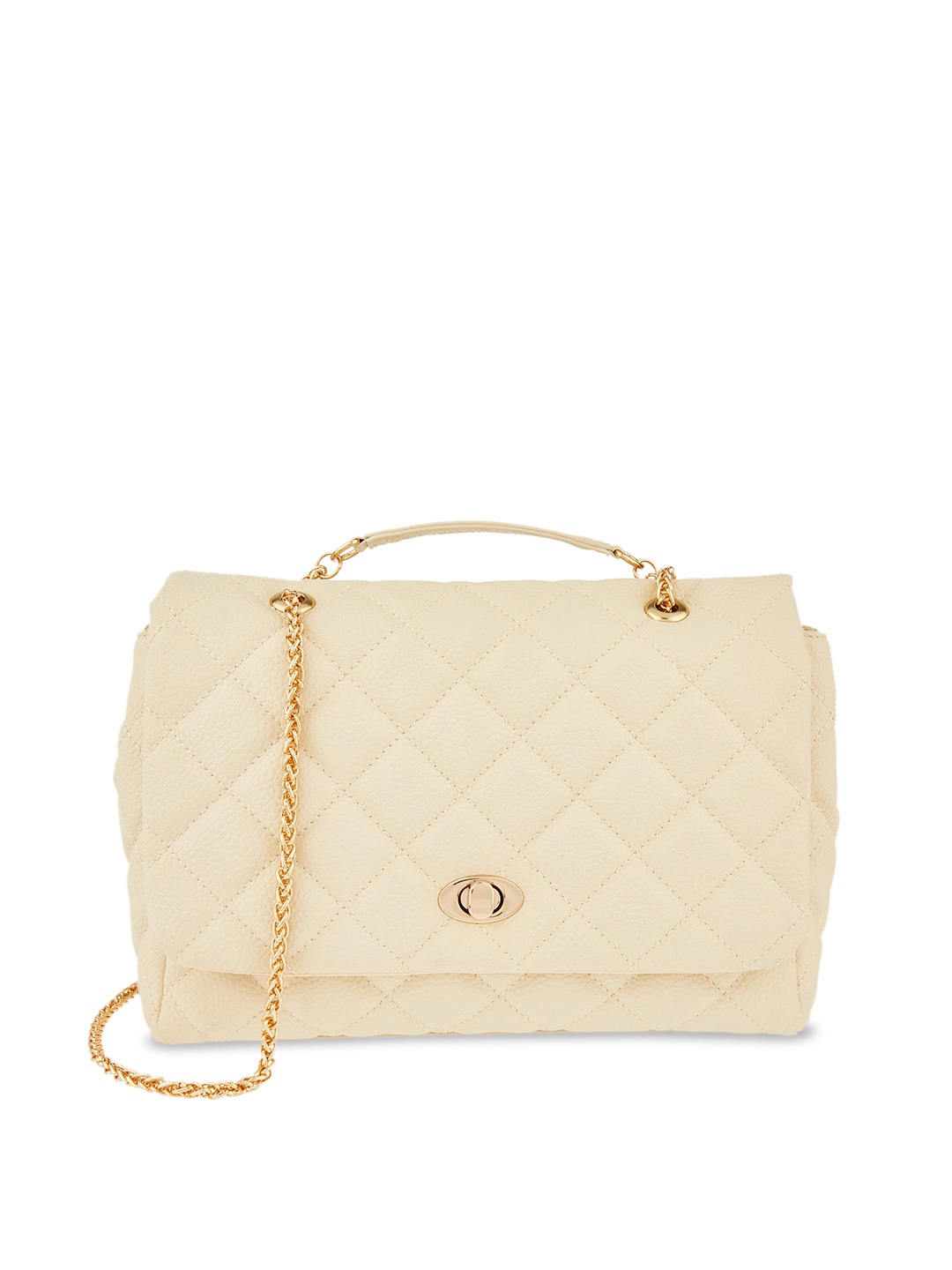 

Accessorize Textured Structured Sling Bag With Quilted, Cream