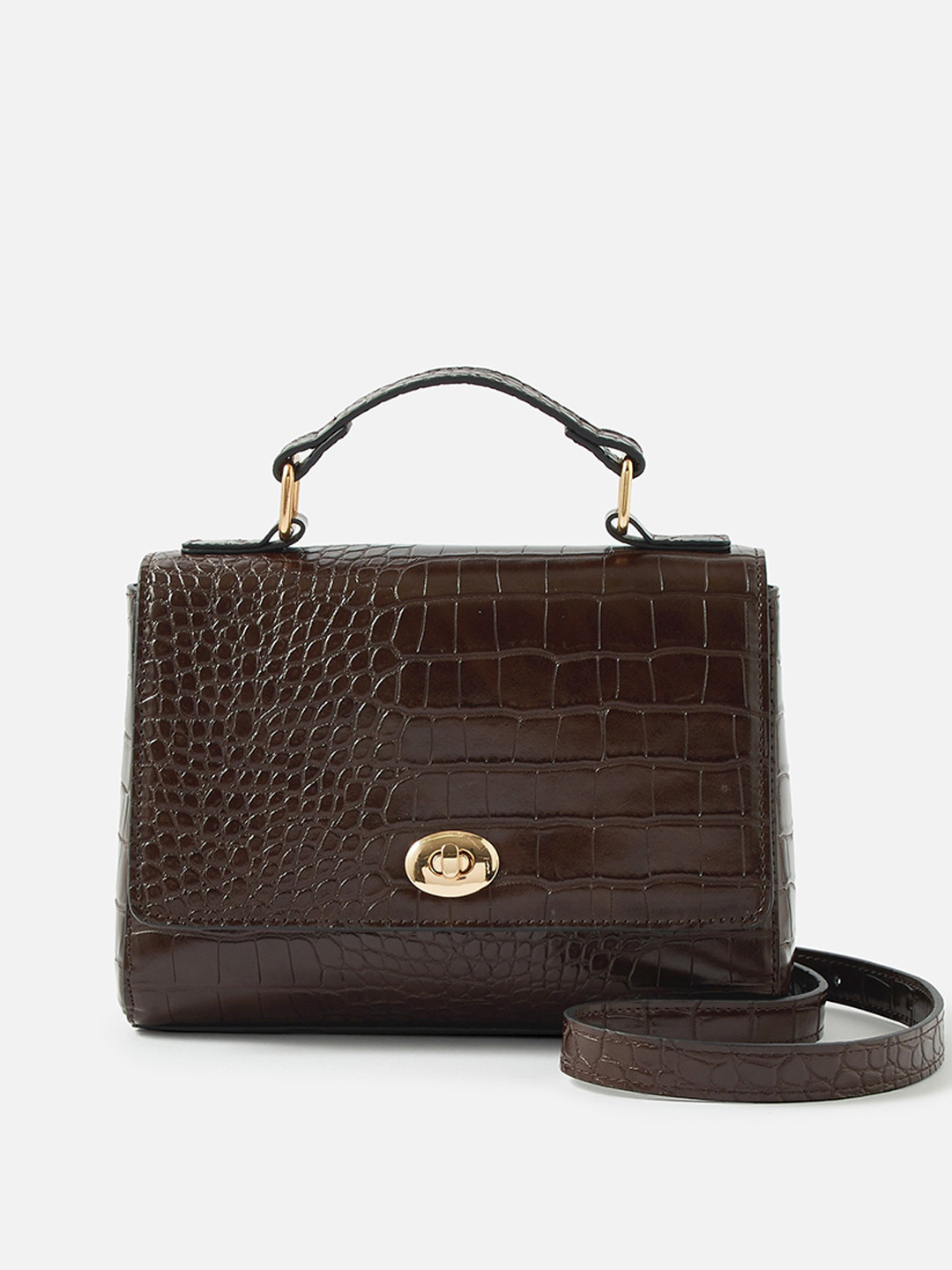 

Accessorize Textured Structured Satchel Bag, Brown