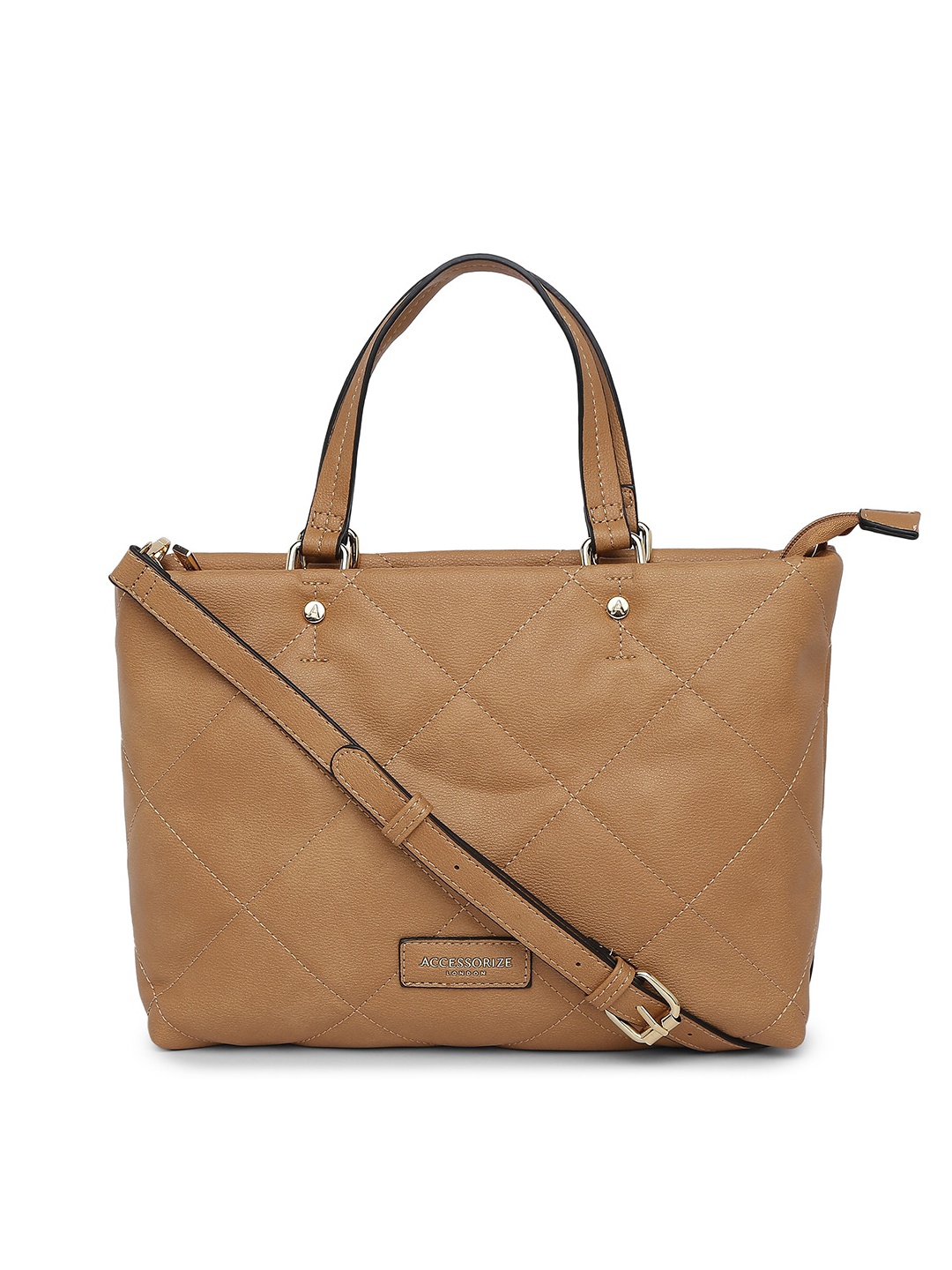 

Accessorize Textured Quilted Structured Handheld Bag, Brown