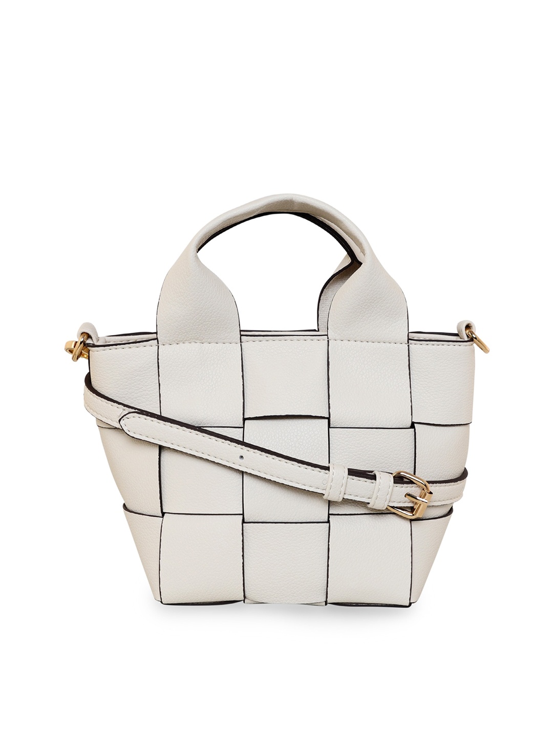 

Accessorize London Women's Faux Leather Cream Woven Mini Weave Sling Bag