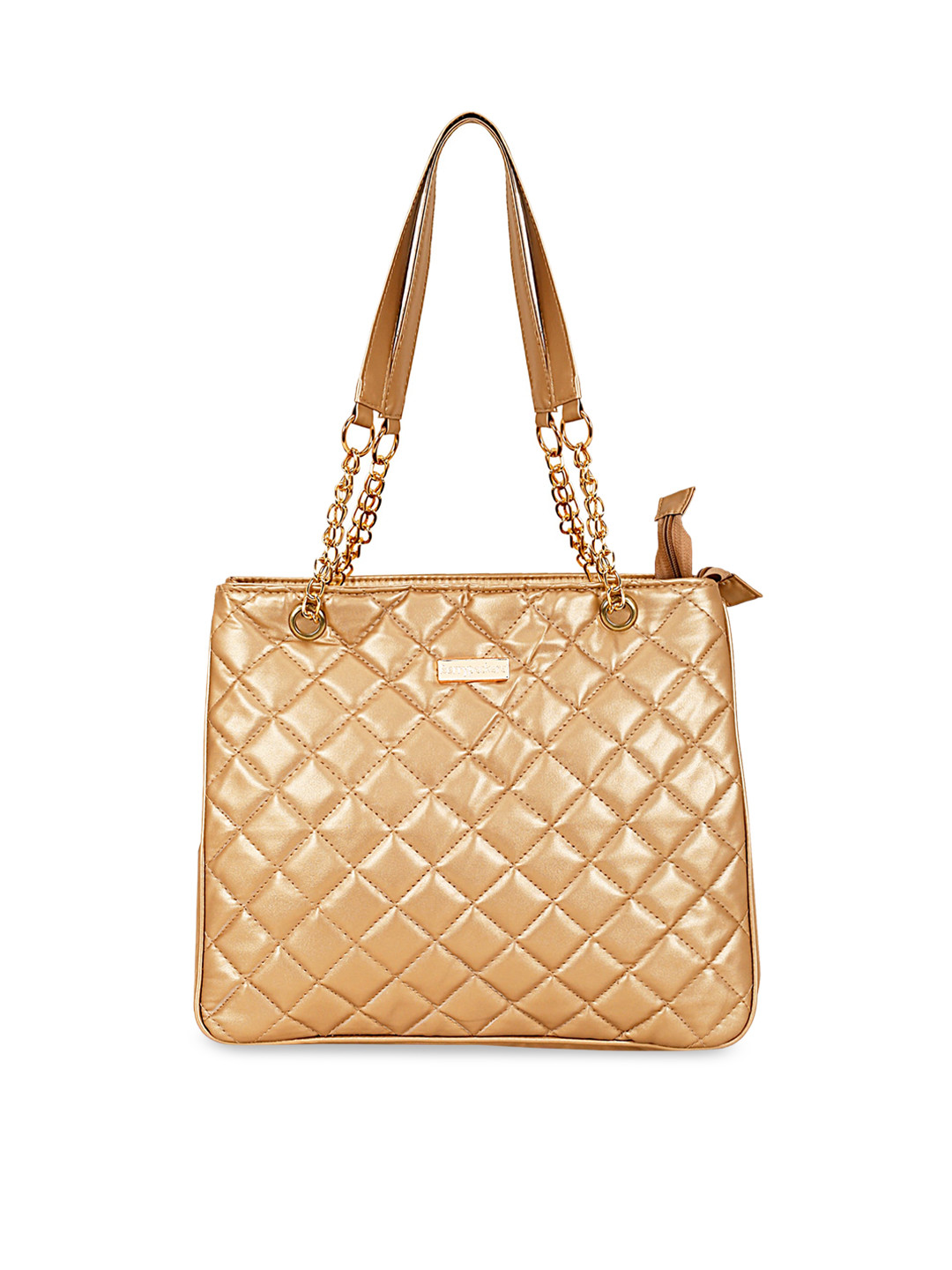 

Berrypeckers Textured Quilted Structured Handheld Bag, Gold