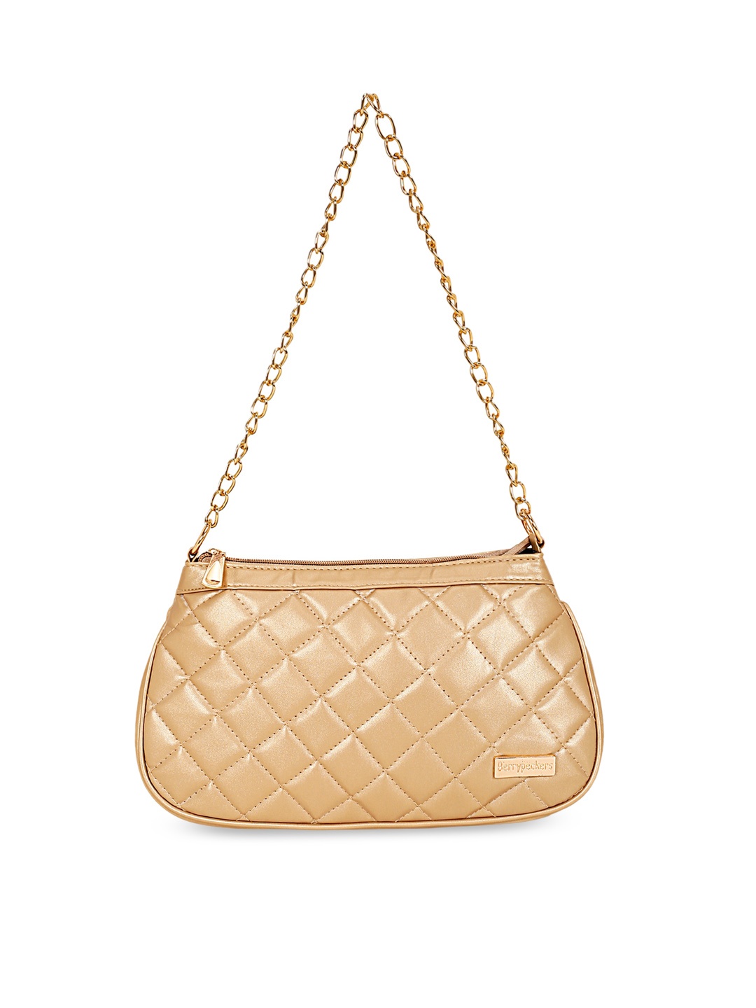 

Berrypeckers Textured Structured Sling Bag With Quilted, Gold
