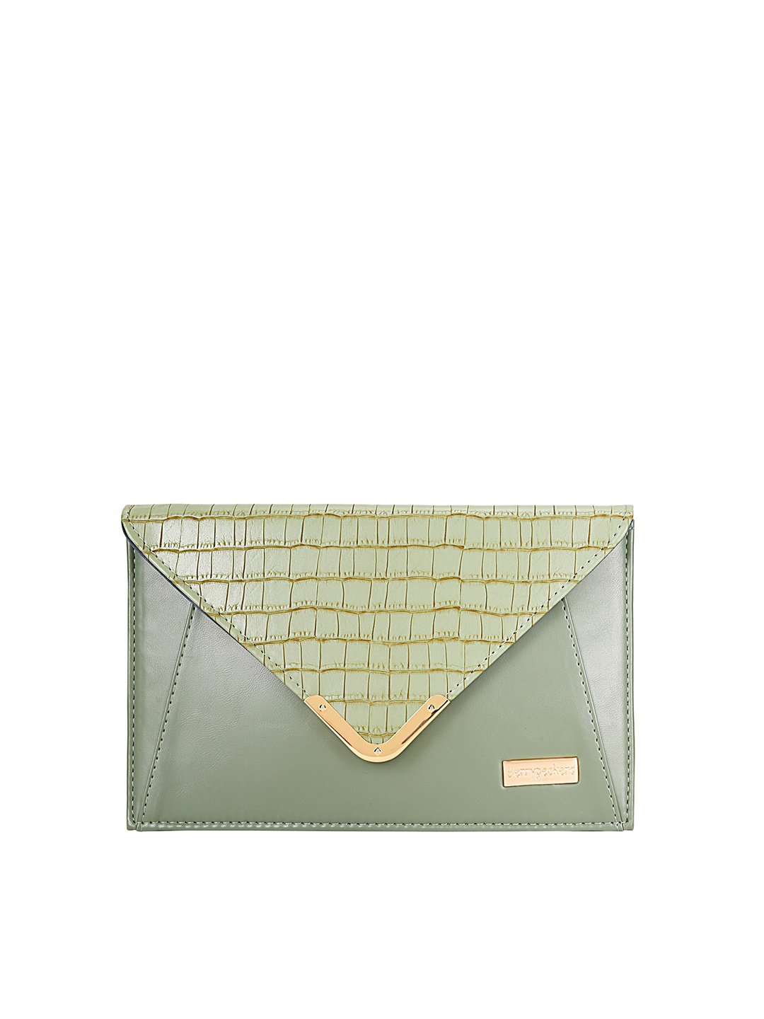 

Berrypeckers Textured Envelope Clutch, Green