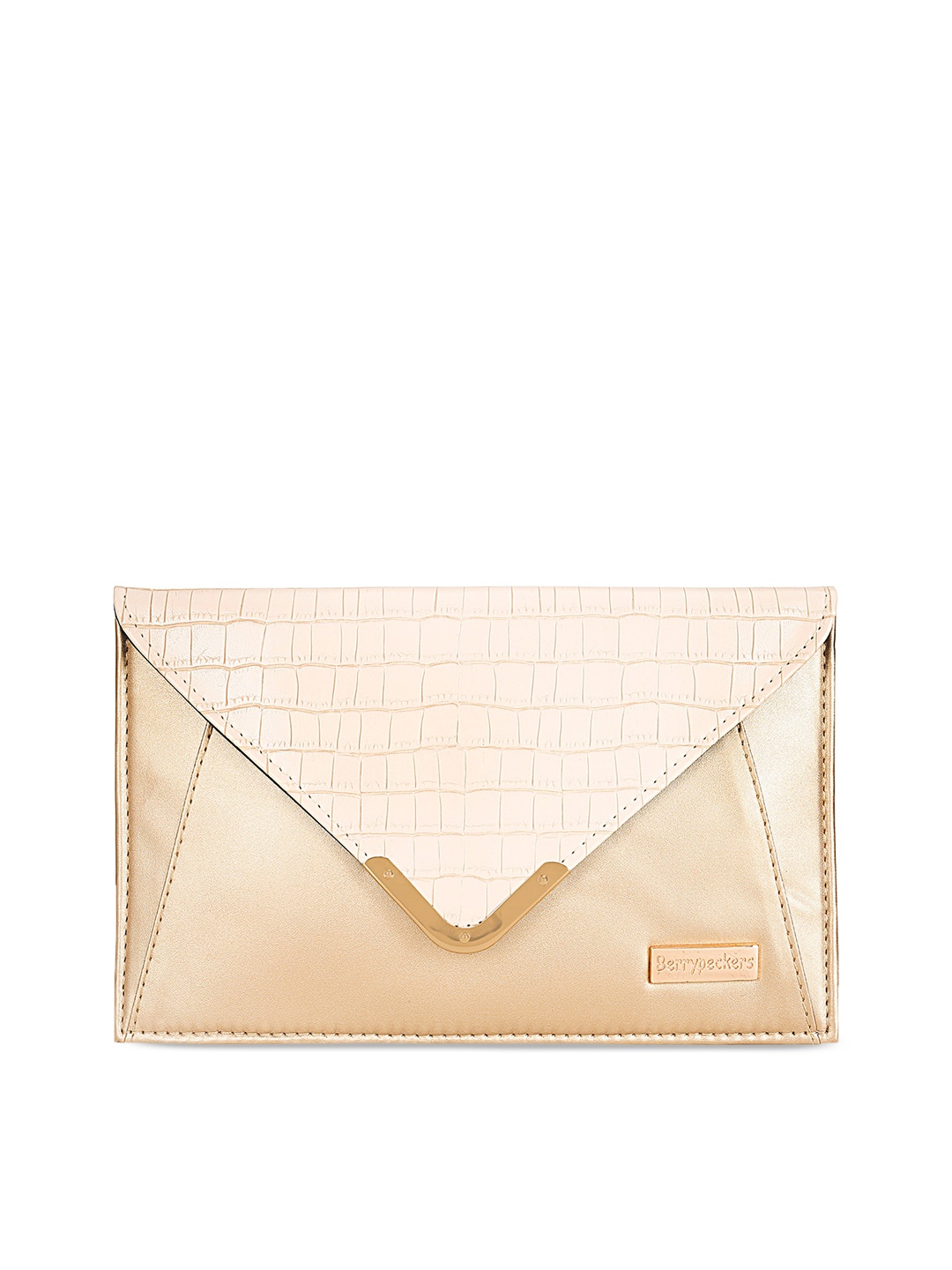 

Berrypeckers Textured Envelope Clutch, Beige
