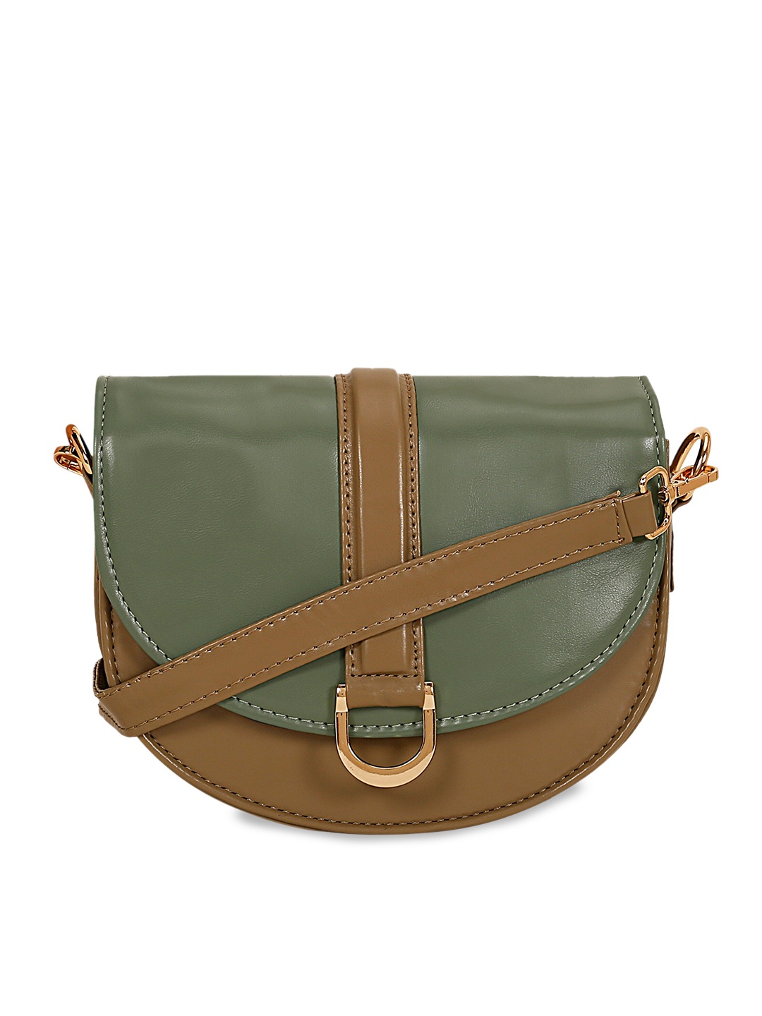 

Berrypeckers Colourblocked Structured Sling Bag, Green