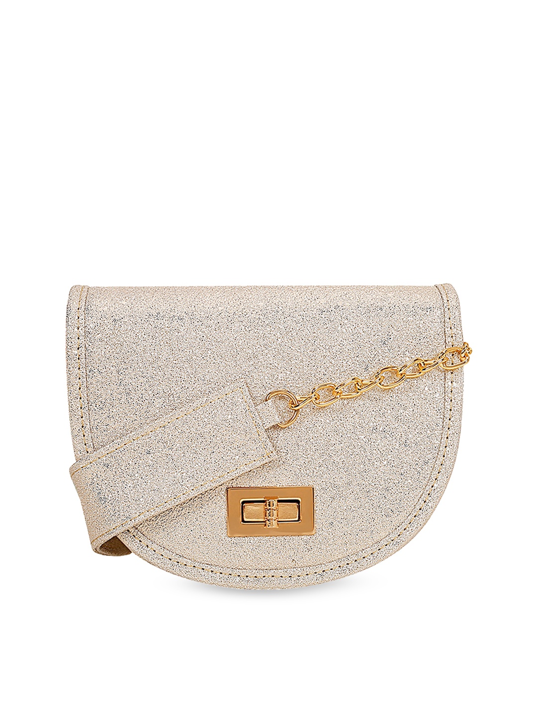

Berrypeckers Embellished Structured Sling Bag, Gold