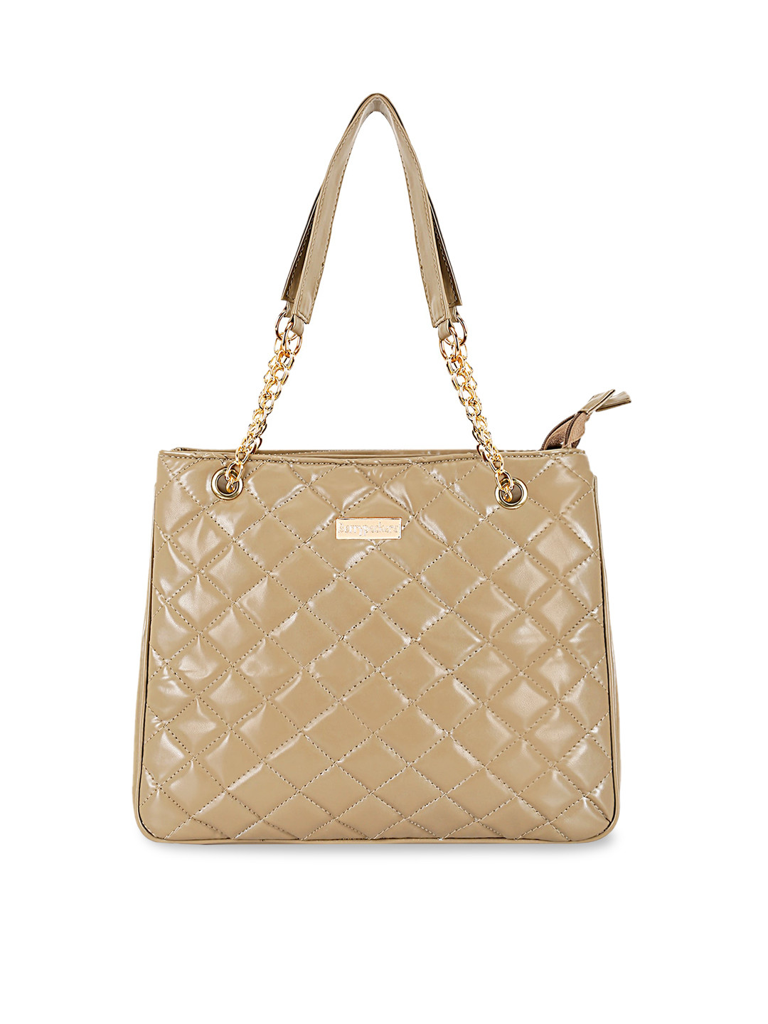 

Berrypeckers Textured Structured Shoulder Bag With Quilted, Beige