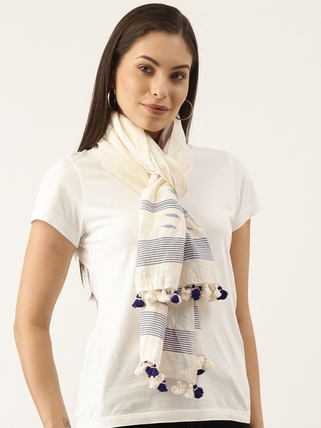 

ArtEastri Jamdani Cotton Stole, Cream