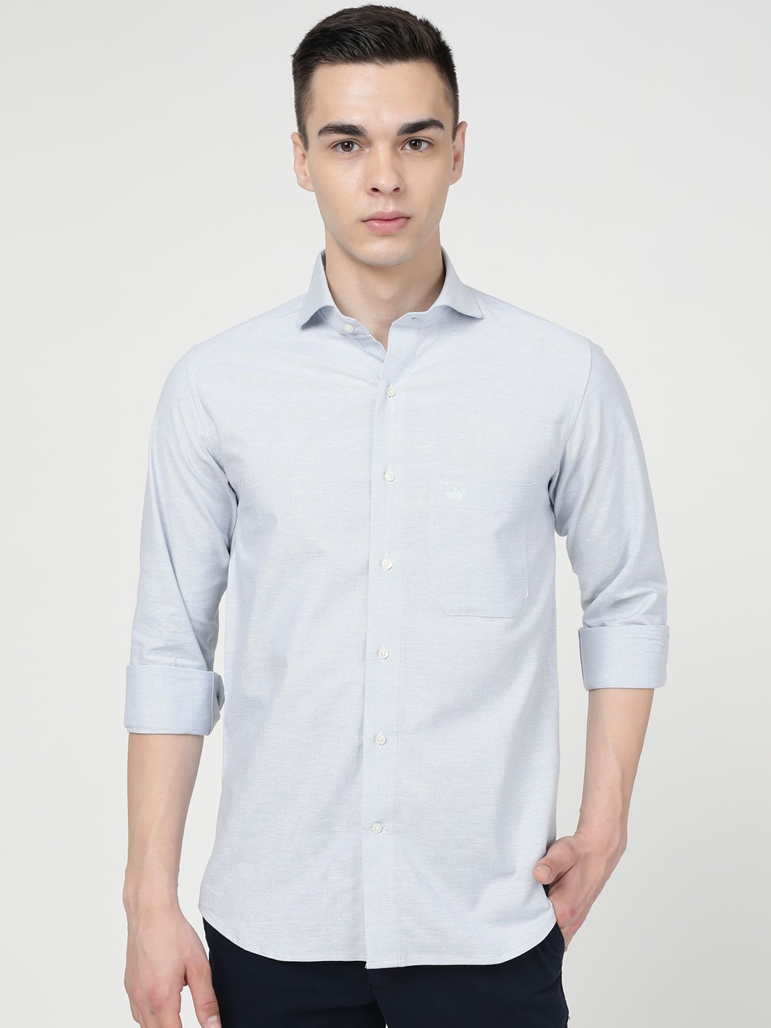 

FRENCH CROWN Standard Opaque Casual Shirt, Blue