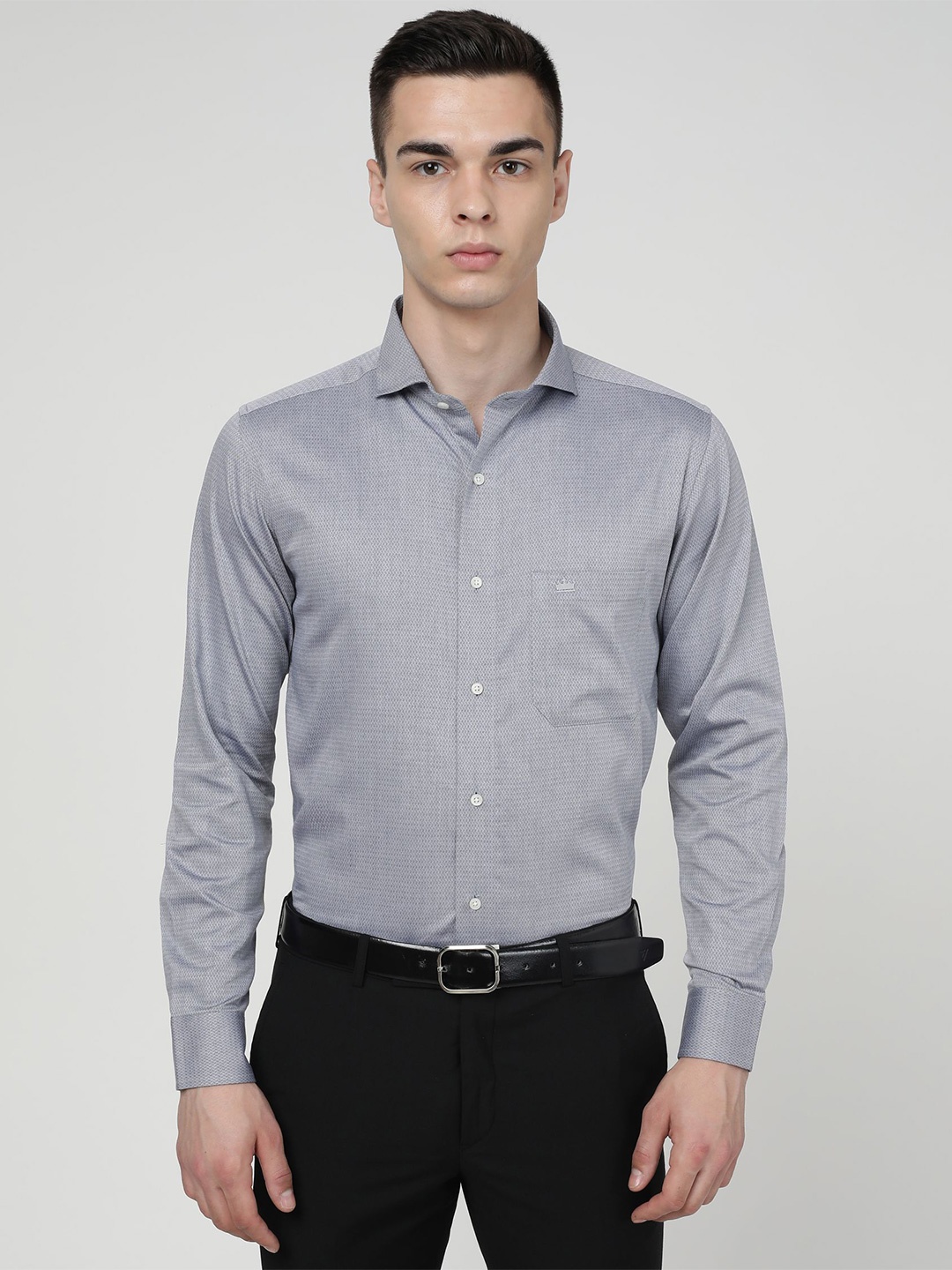 

FRENCH CROWN Micro Ditsy Printed Standard Cotton Formal Shirt, Grey