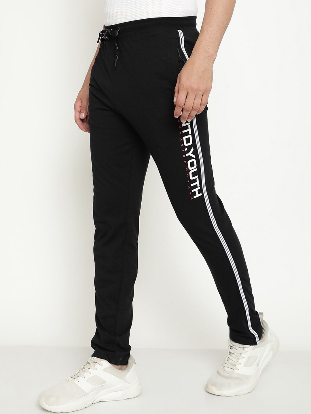 

Octave Men Typography Printed Cotton Track Pants, Navy blue