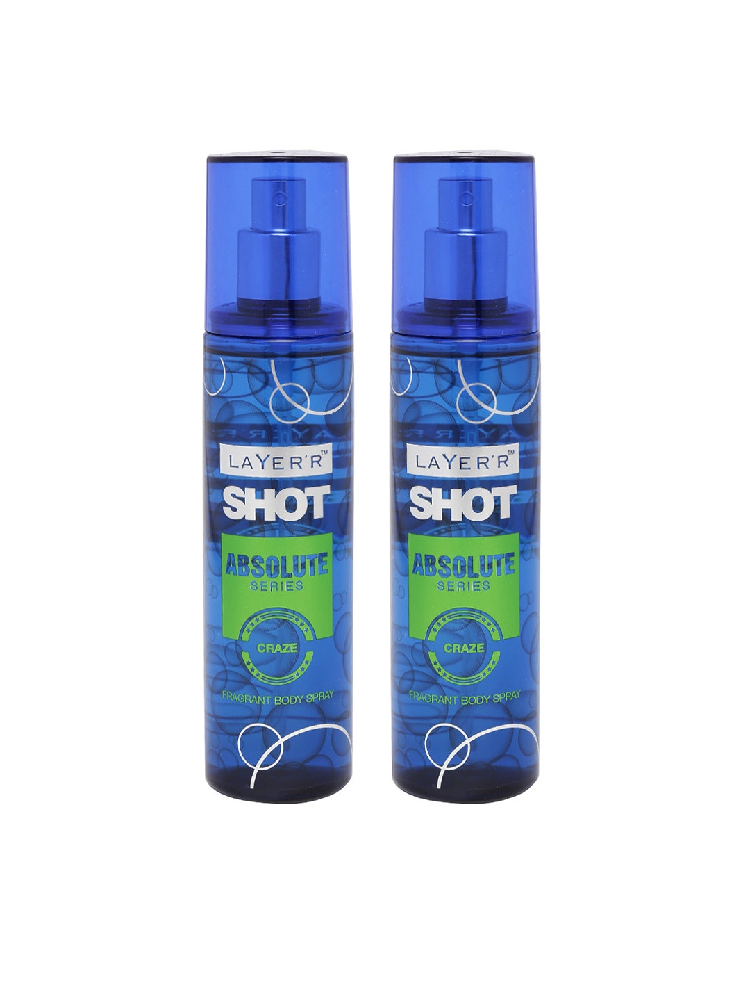 

Layerr Shot Men Set of 2 Absolute Craze Fragrant Body Sprays, Blue