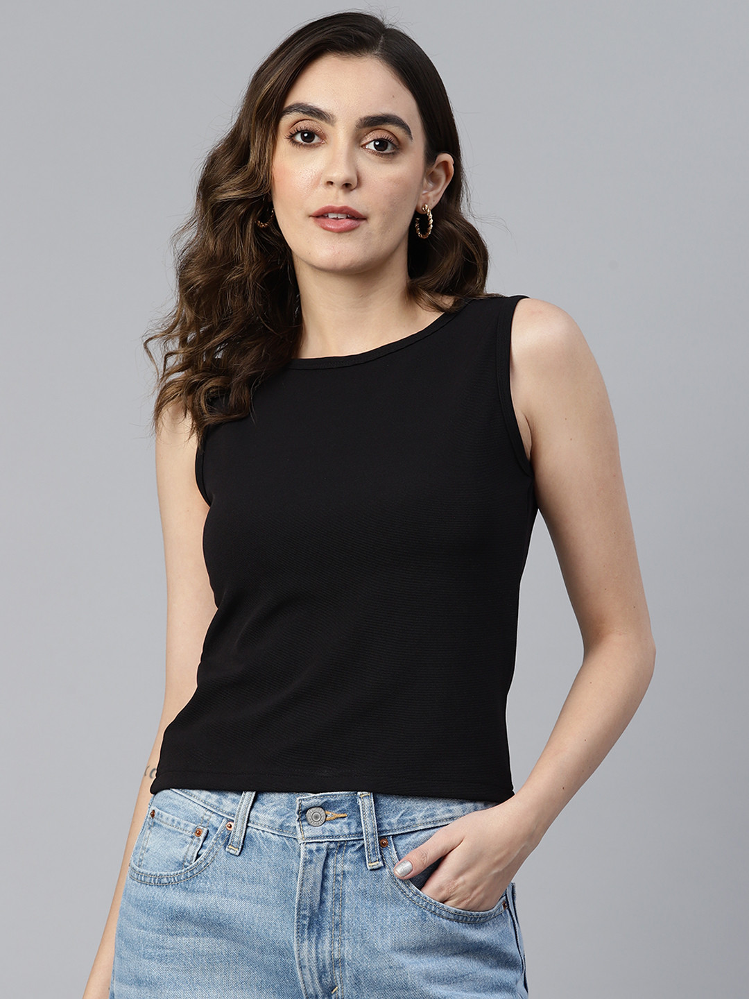 

Popnetic Solid Crop Top, Black