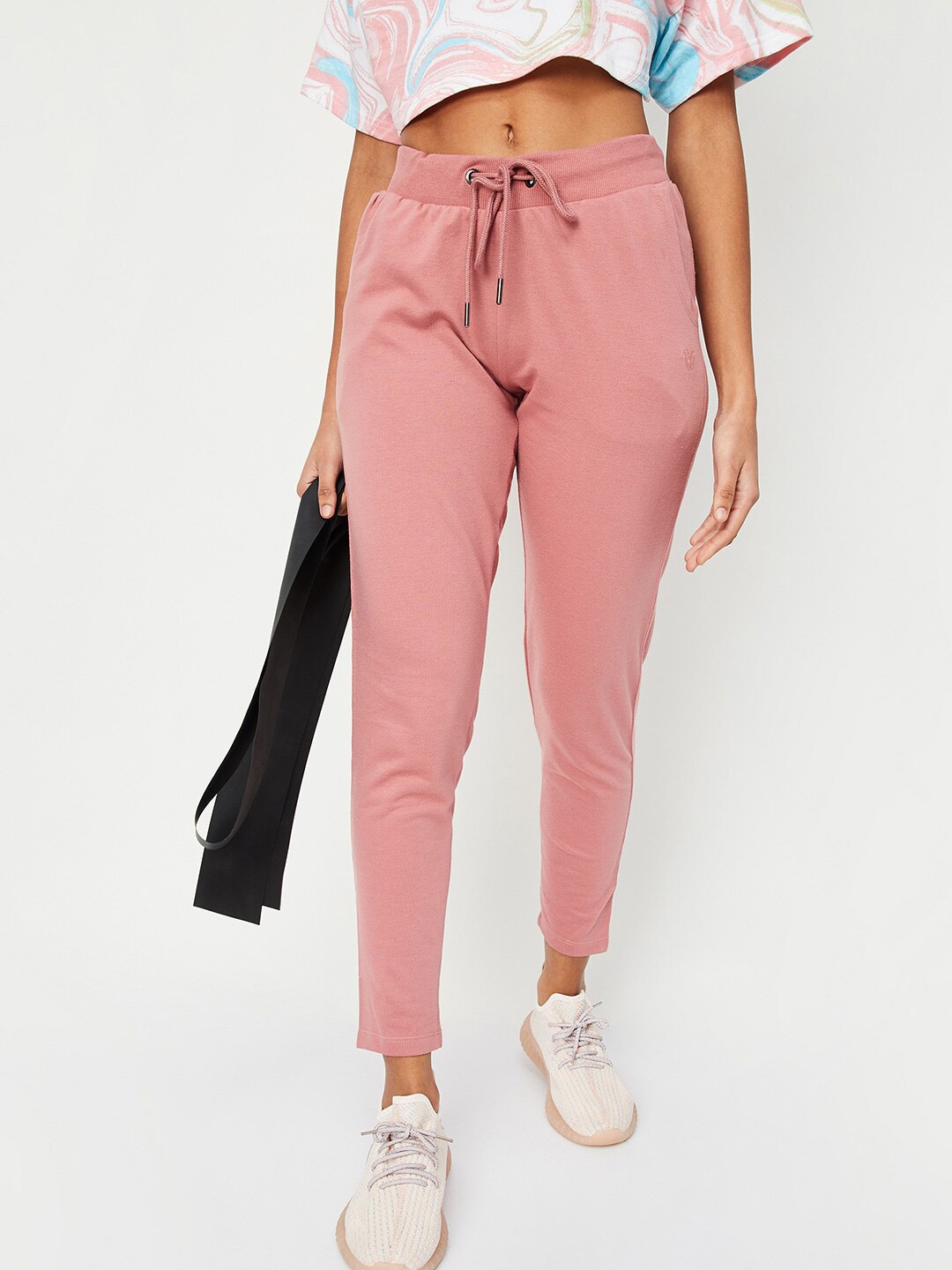 

max Women Regular Fit Mid-Rise Track Pants, Peach