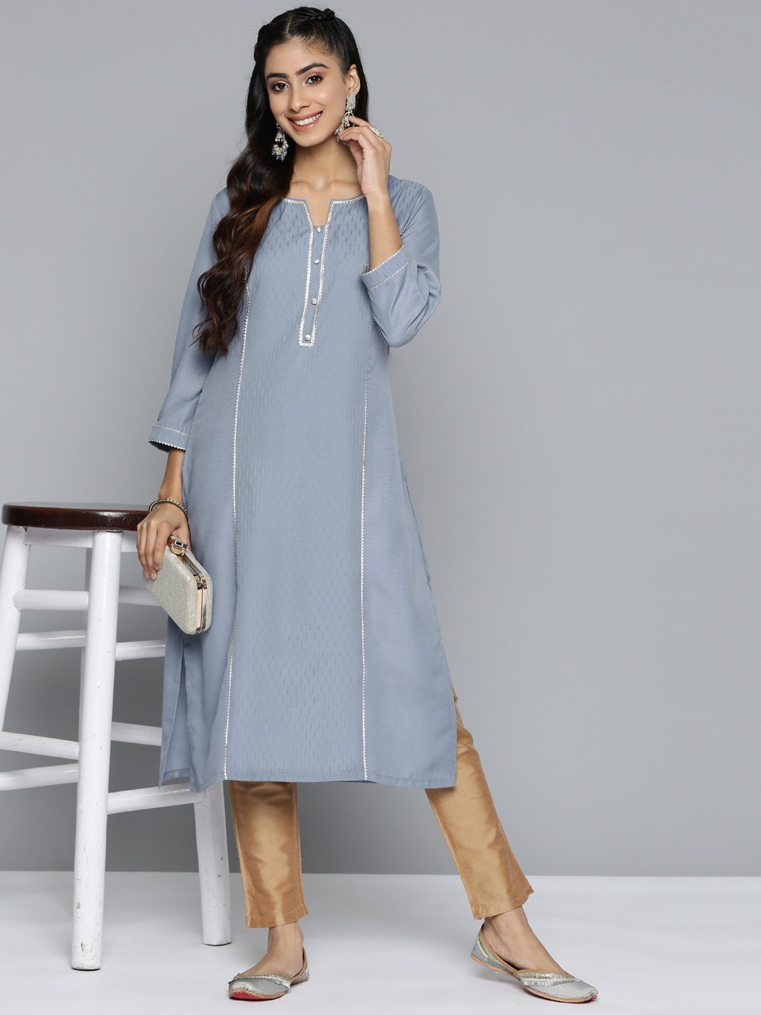 

HERE&NOW Gotta Patti Kurta, Grey