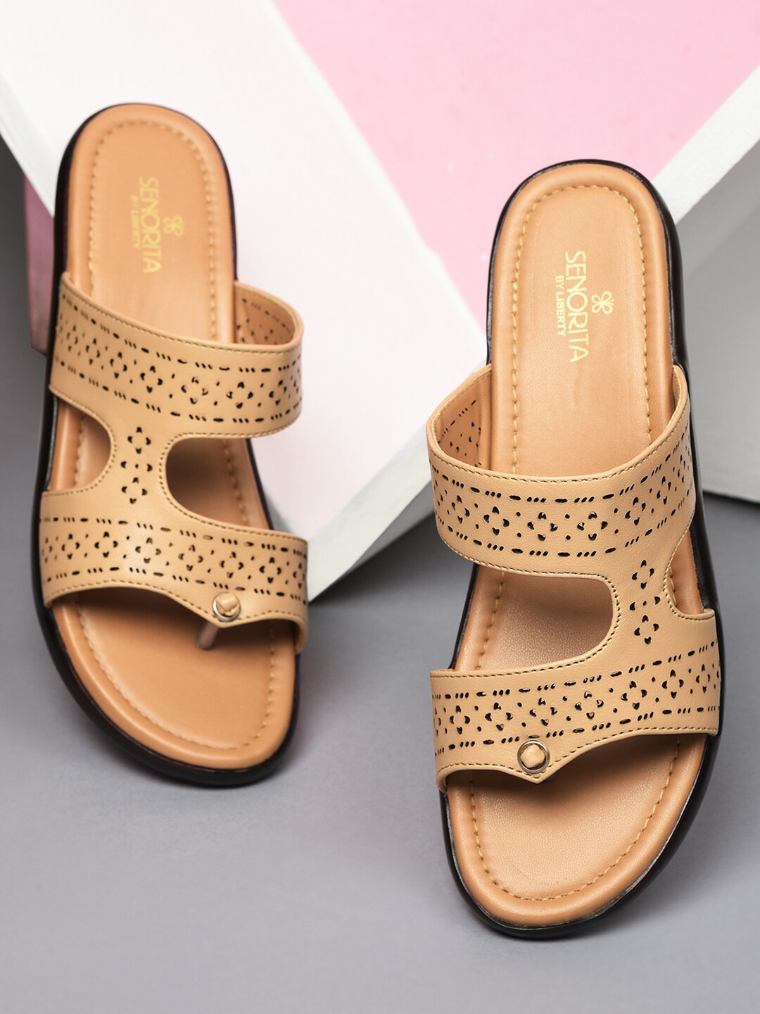 

Liberty Women Slip On Open Toe Sliders, Beige