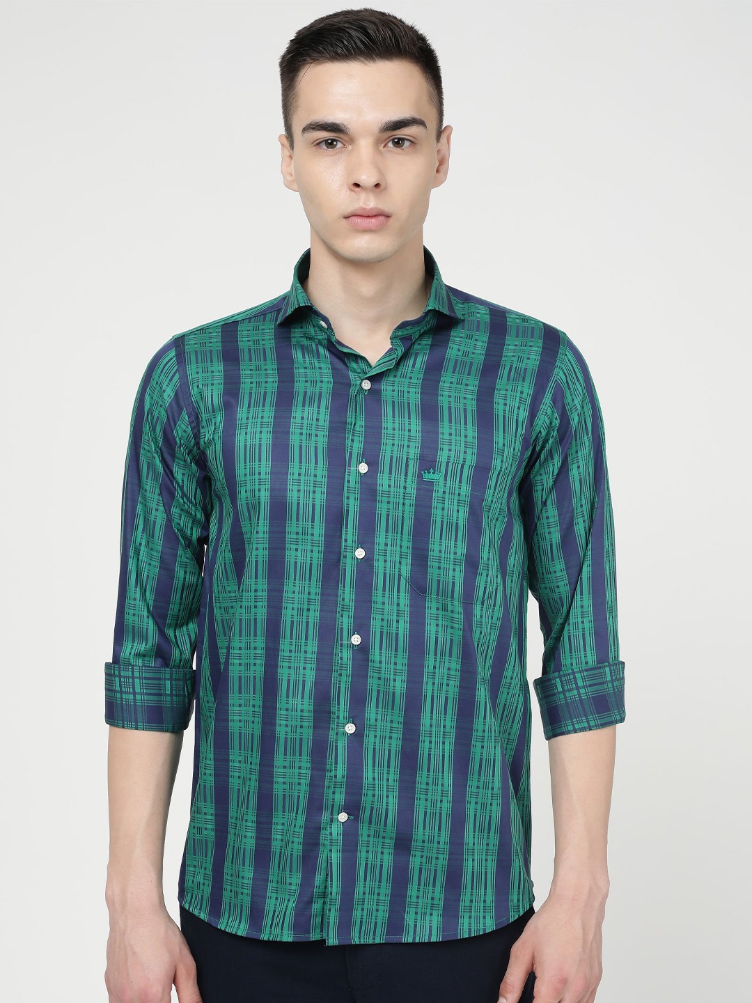 

FRENCH CROWN Tartan Checked Standard Casual Shirt, Green