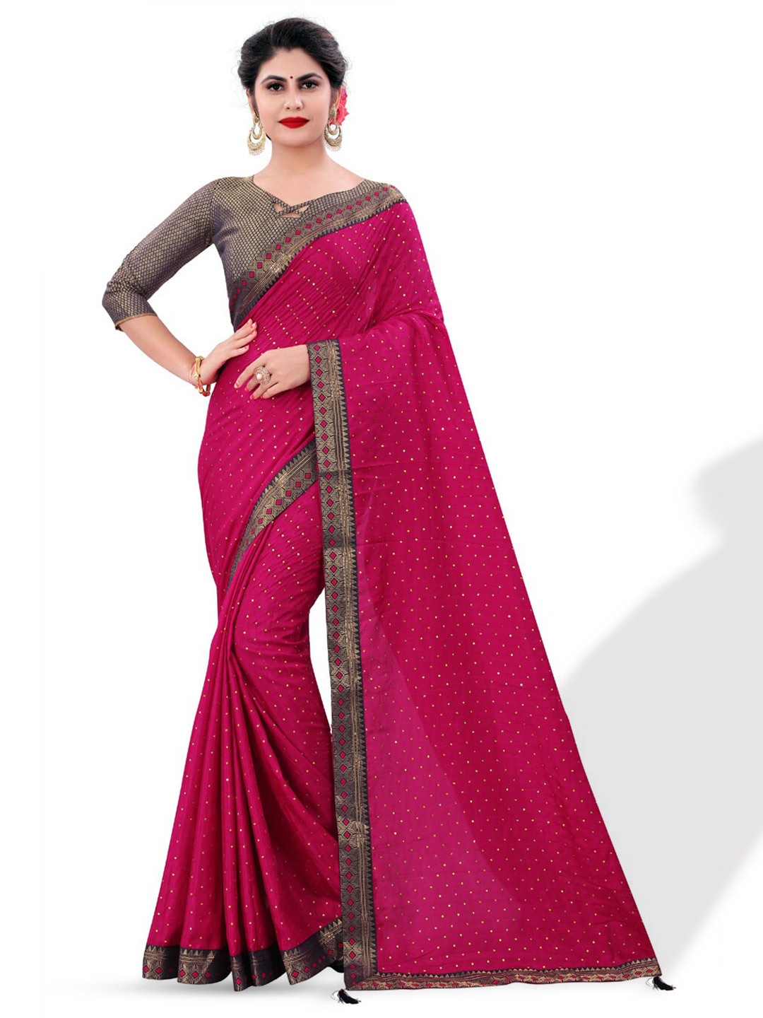 

ZEEPKART Woven Design Zari Kanjeevaram Saree, Pink