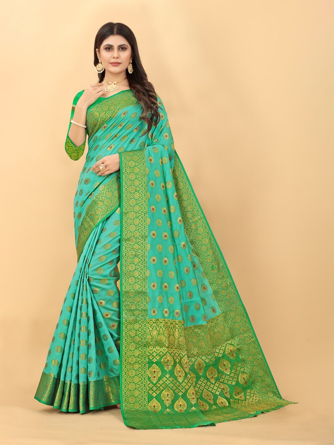 

ZEEPKART Woven Design Zari Kanjeevaram Saree, Blue
