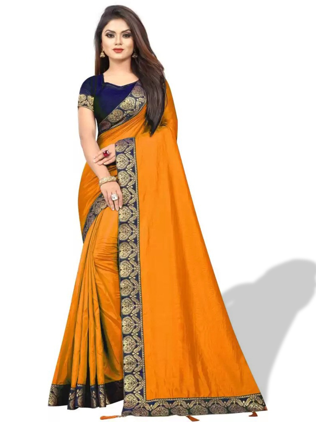 

ZEEPKART Zari Kanjeevaram Saree, Yellow