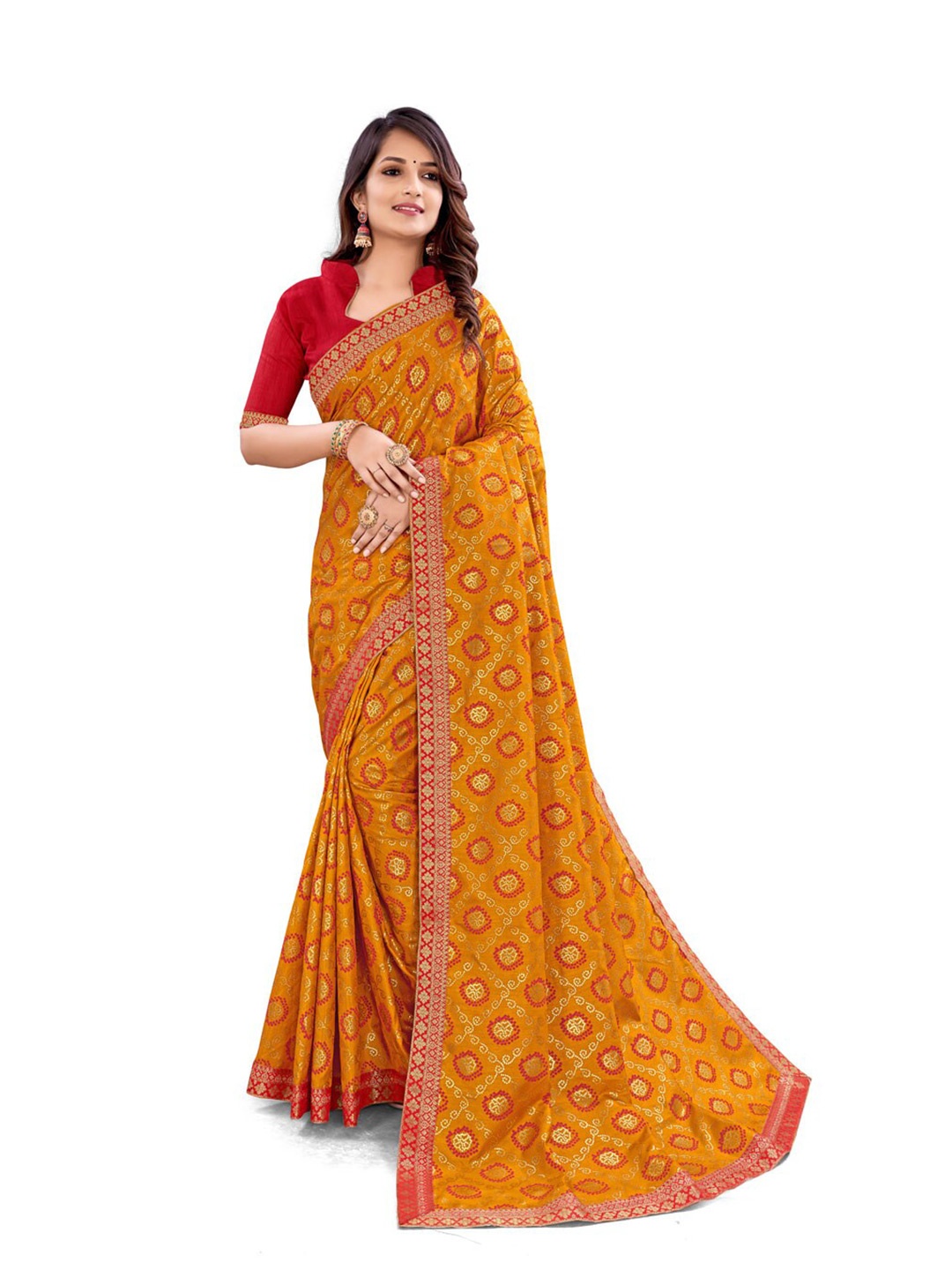 

ZEEPKART Ethnic Motif Kanjeevaram Zari Saree, Yellow