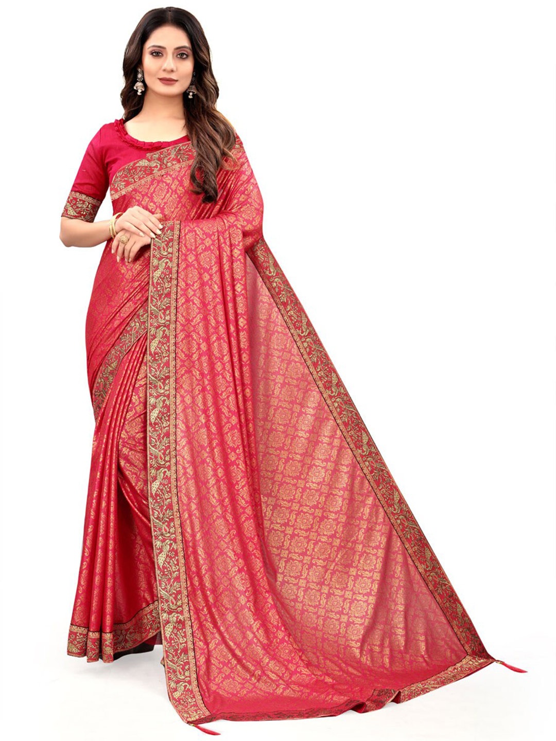 

ZEEPKART Ethnic Motifs Printed Saree, Pink