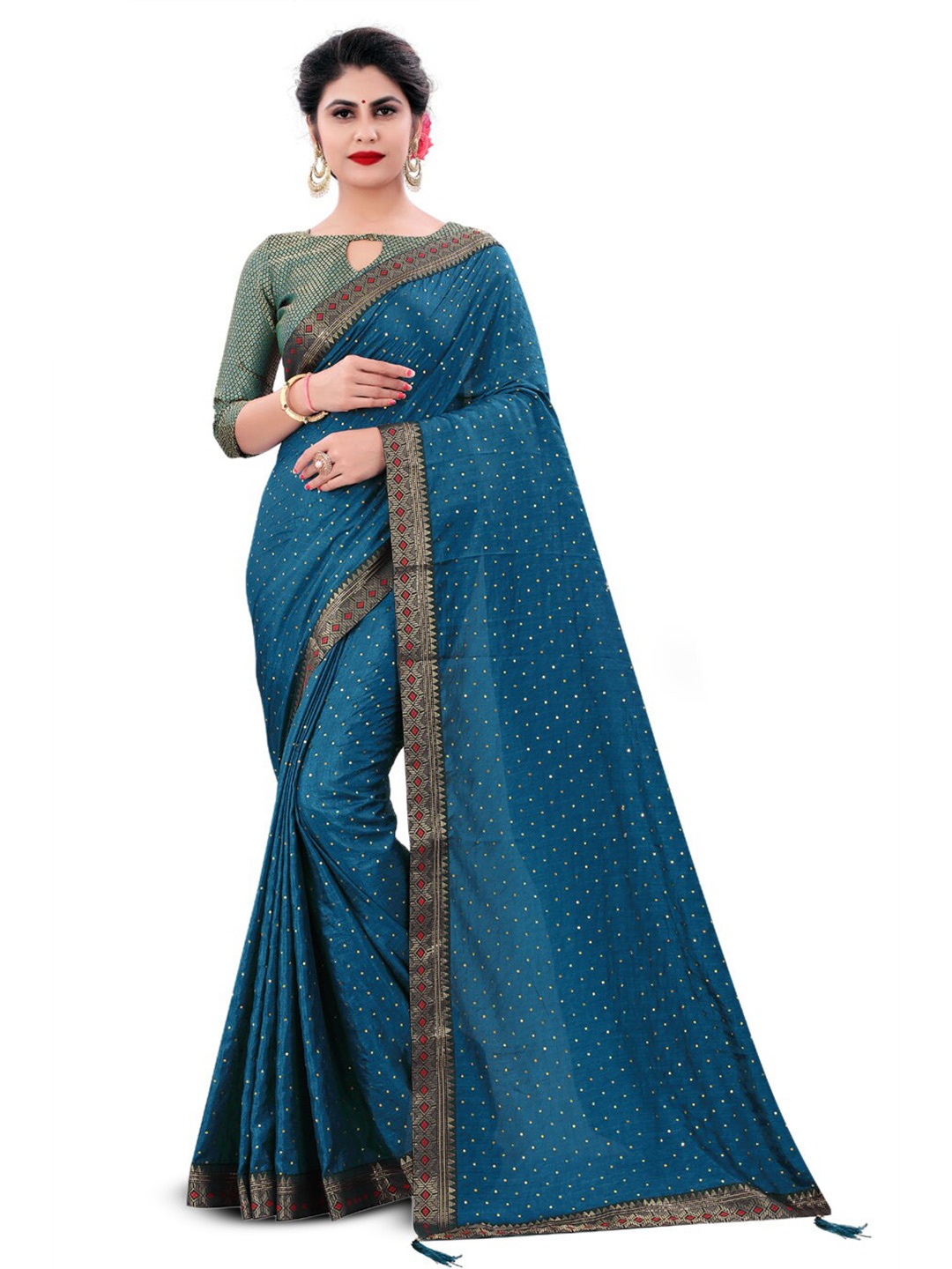 

ZEEPKART Embellished Zari Saree, Blue