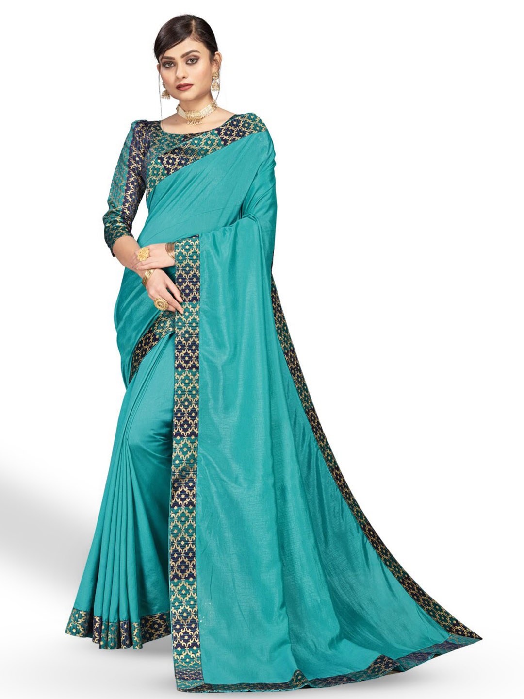 

ZEEPKART Woven Design Zari Saree, Blue