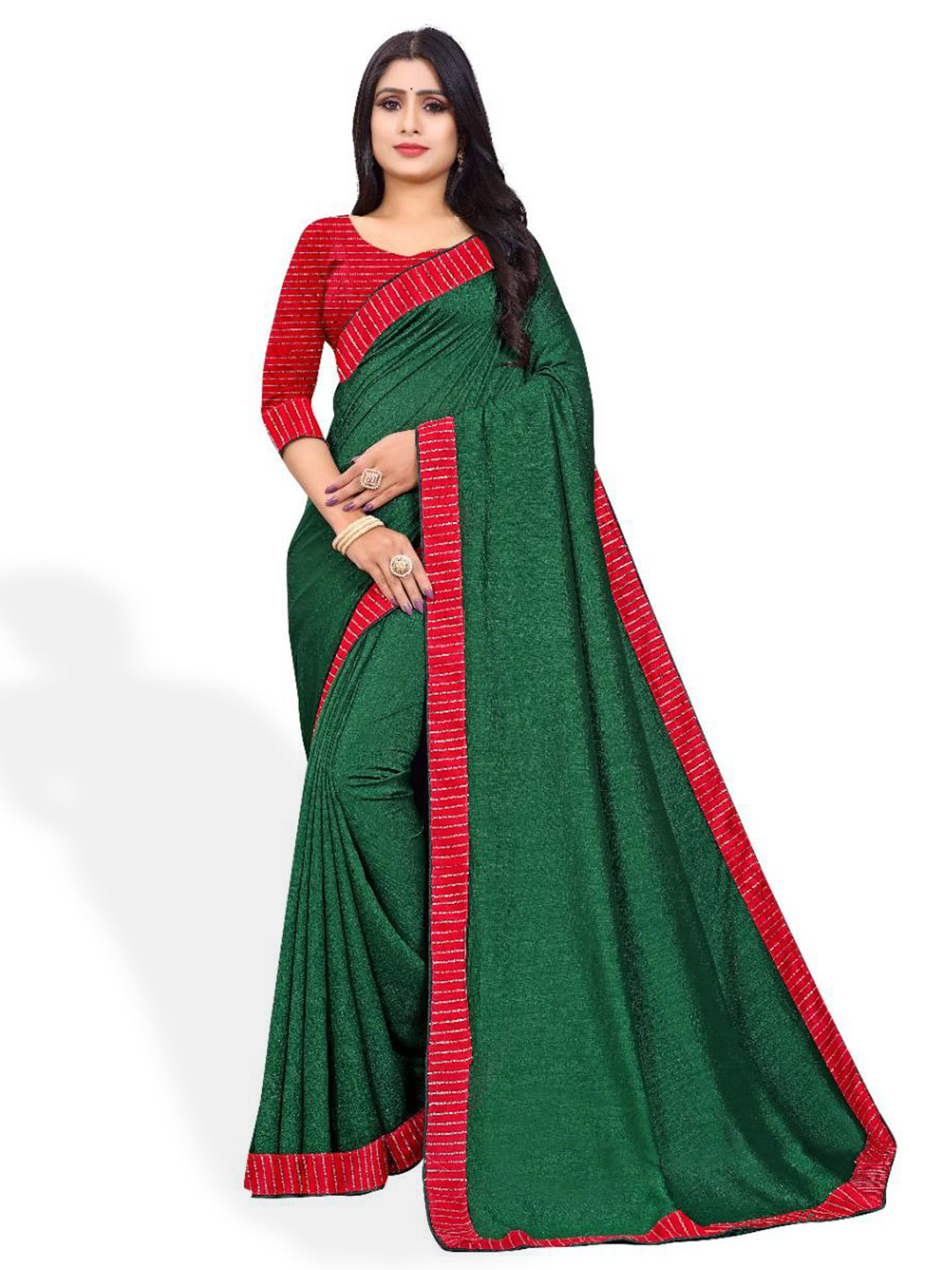 

ZEEPKART Woven Design Saree, Green