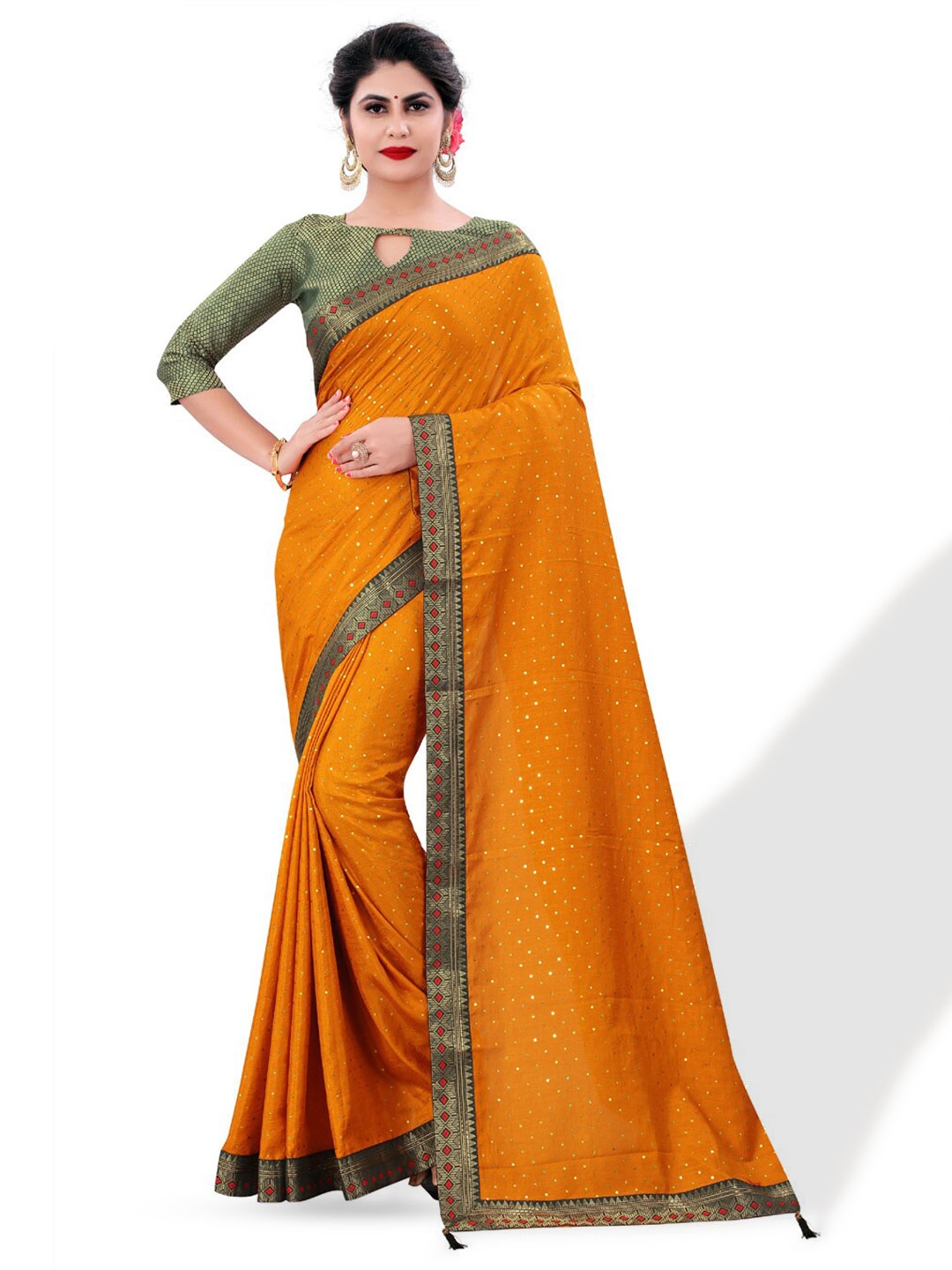 

ZEEPKART Embellished Zari Kanjeevaram Saree, Yellow