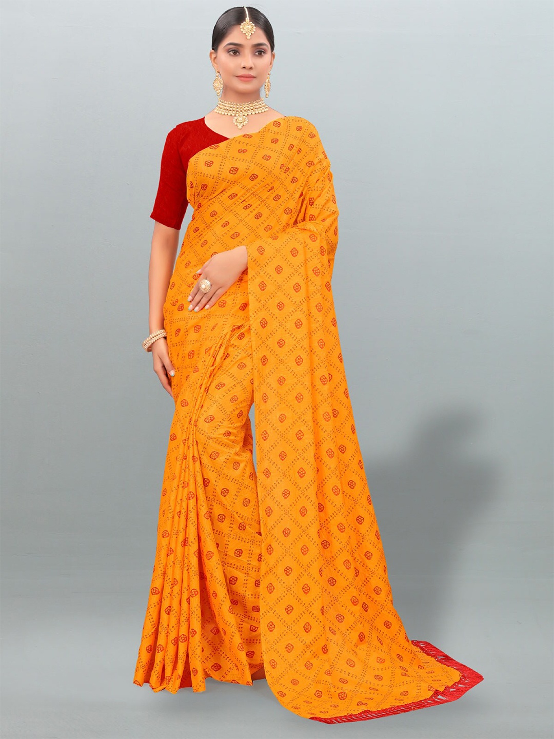 

ZEEPKART Floral Printed Saree, Yellow