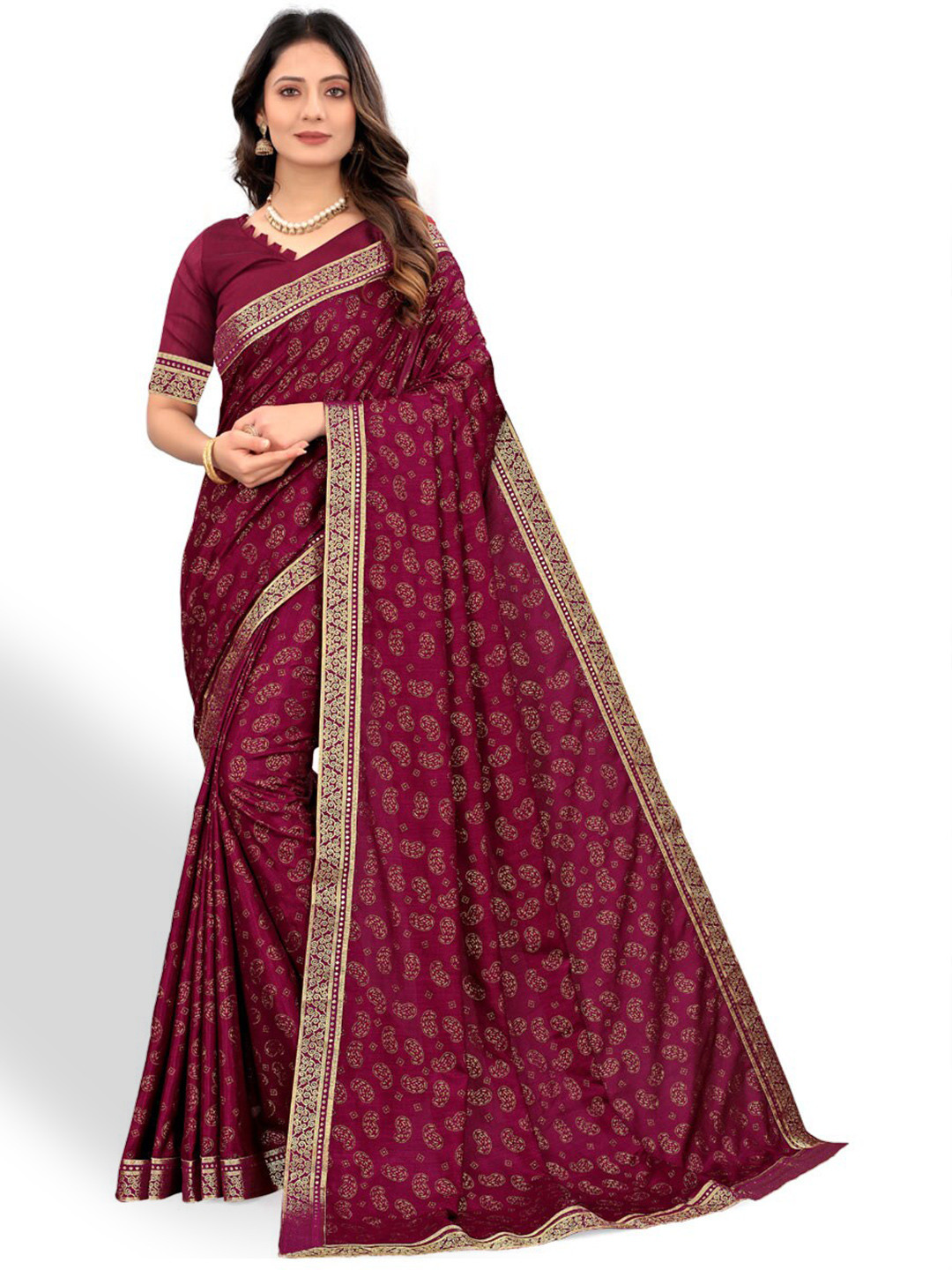 

ZEEPKART Ethnic Motif Kanjeevaram Zari Saree, Purple