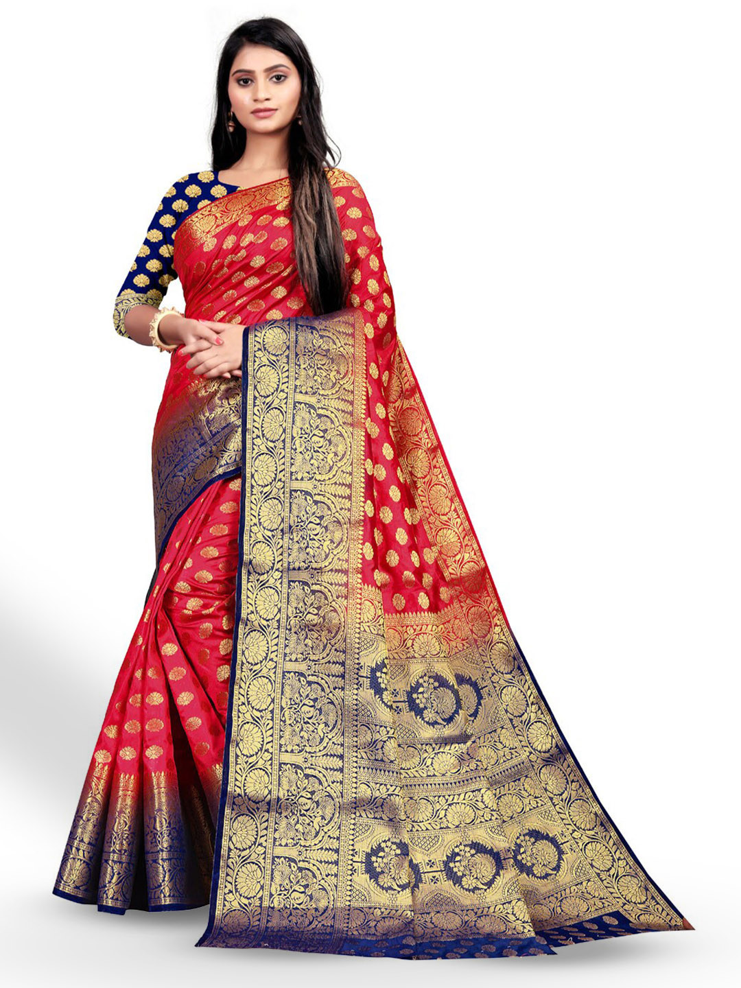 

ZEEPKART Ethnic Woven Design Zari Kanjeevaram Saree, Red