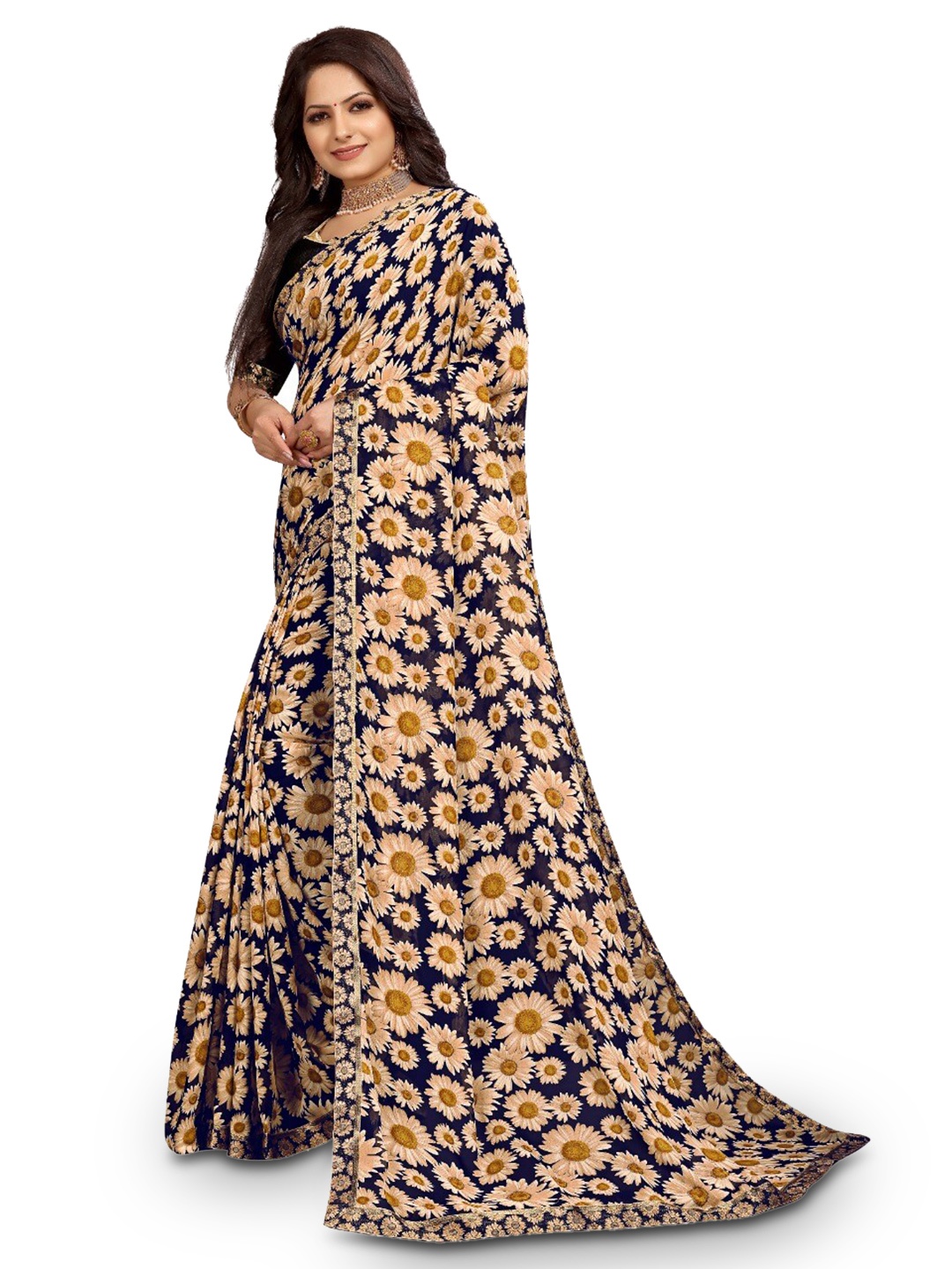 

ZEEPKART Floral Printed Traditional Saree, Blue