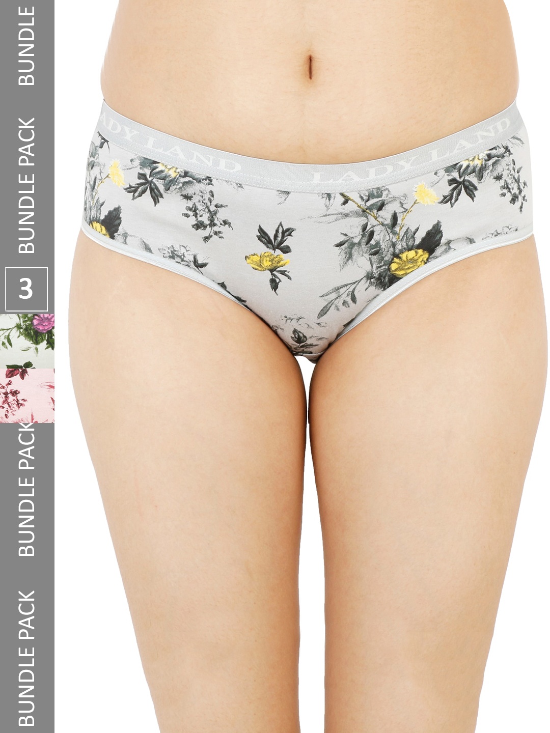 

LADYLAND Women Pack Of 3 Assorted Floral Printed Cotton Hipster Briefs