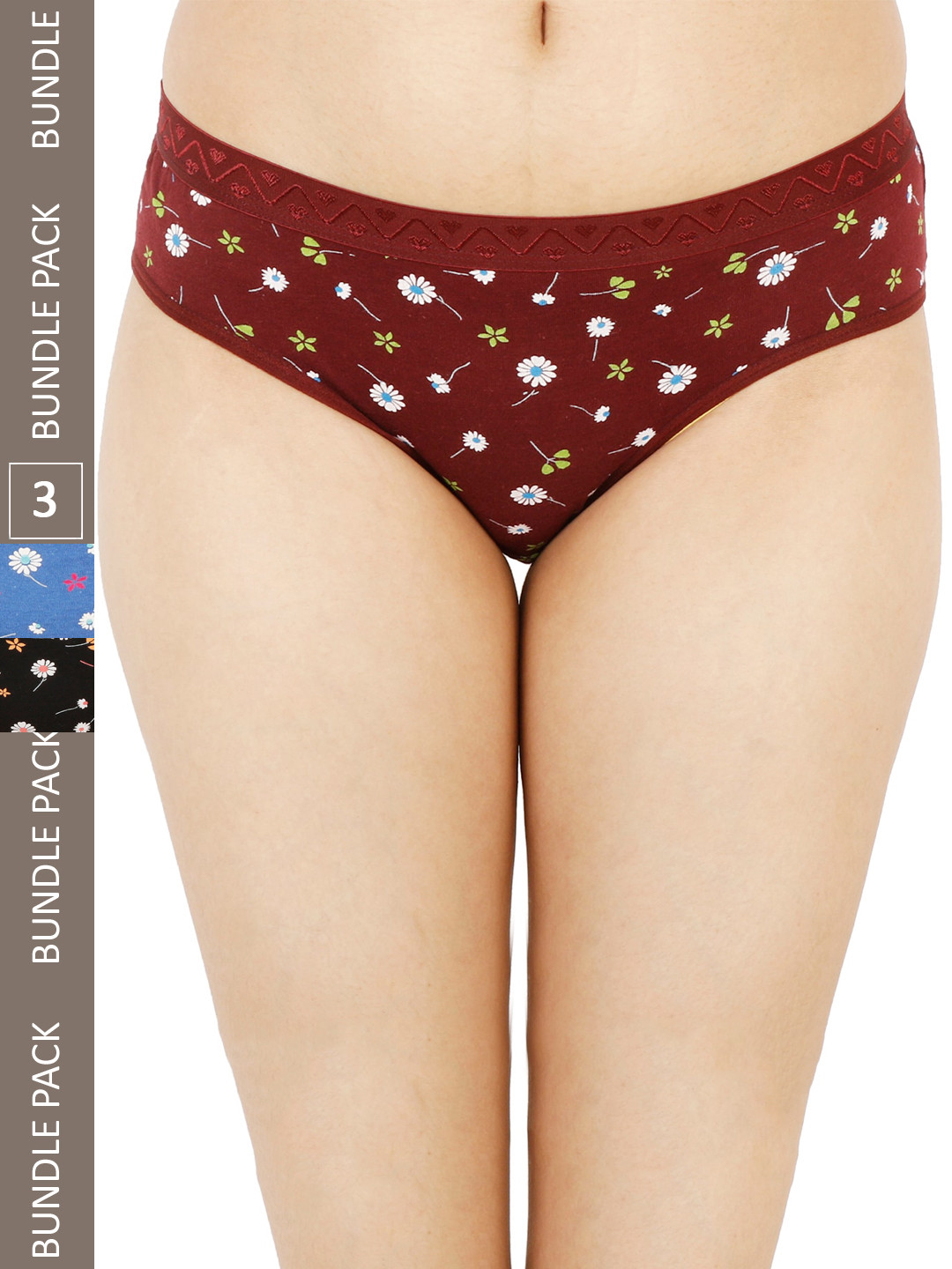 

LADYLAND Women Pack Of 3 Assorted Floral Printed Cotton Hipster Briefs