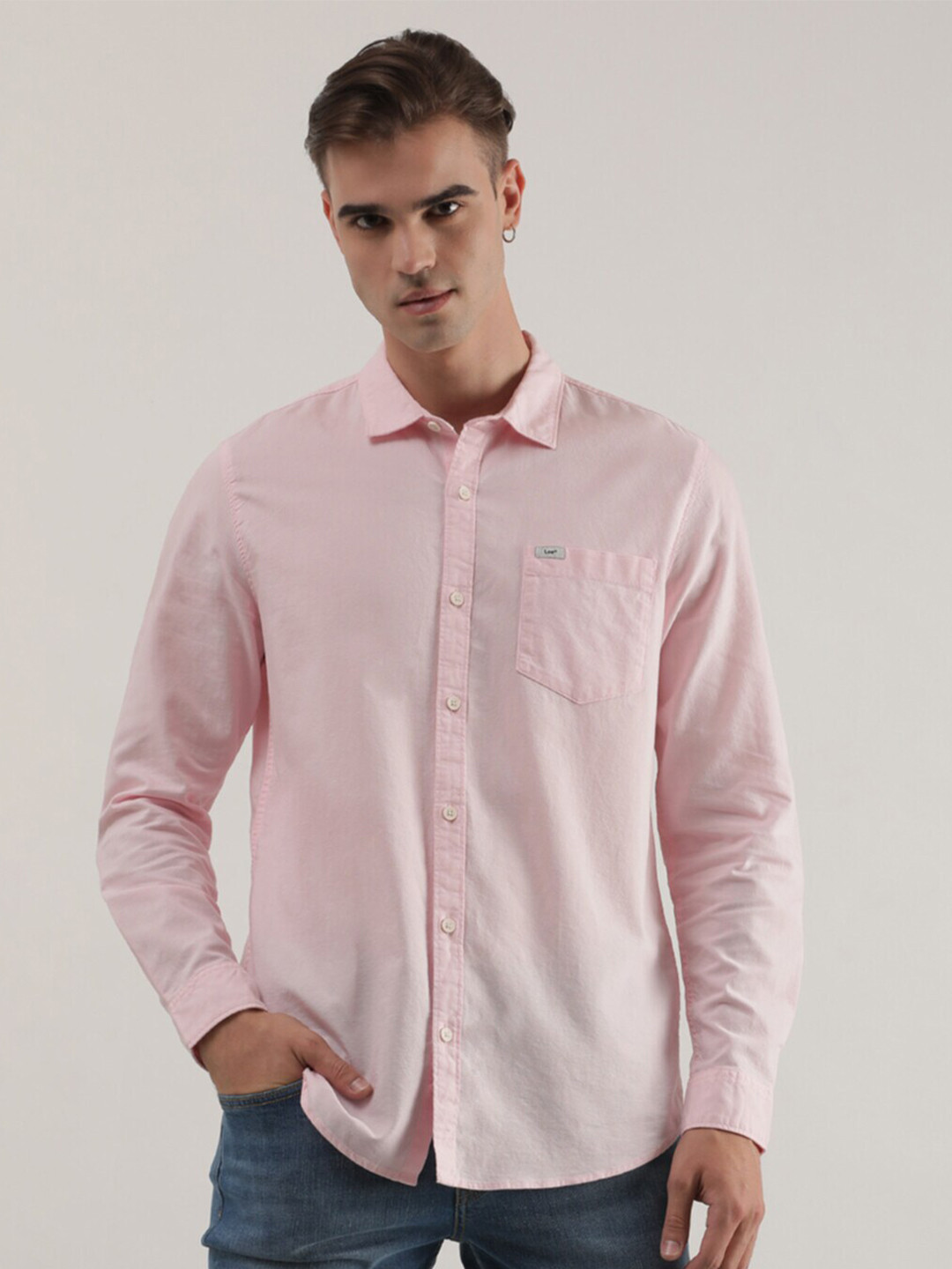 

Lee Slim Fit Spread Collar Cotton Casual Shirt, Pink