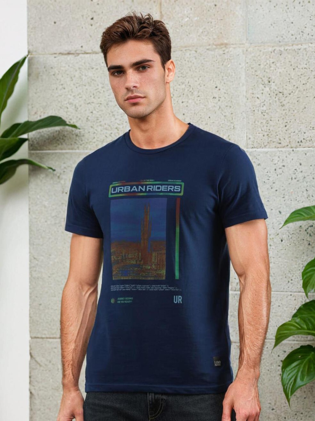 

Lee People & Places Printed Cotton Slim Fit T-shirt, Blue