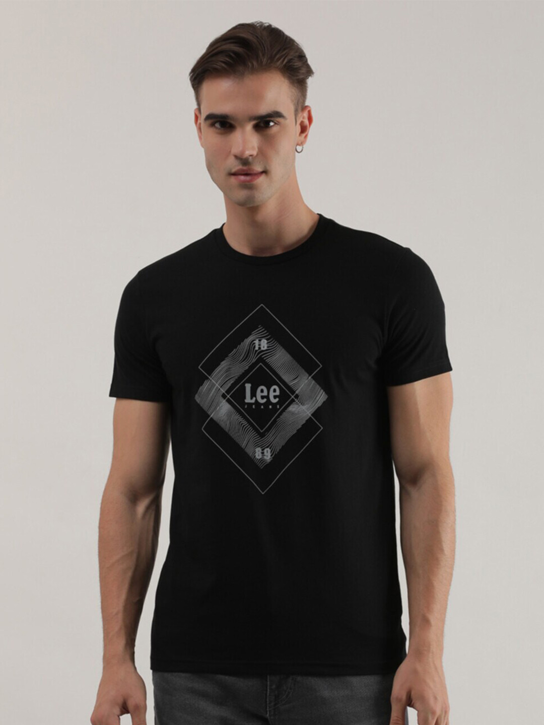 

Lee Graphic Printed Cotton Slim Fit T-shirt, Black