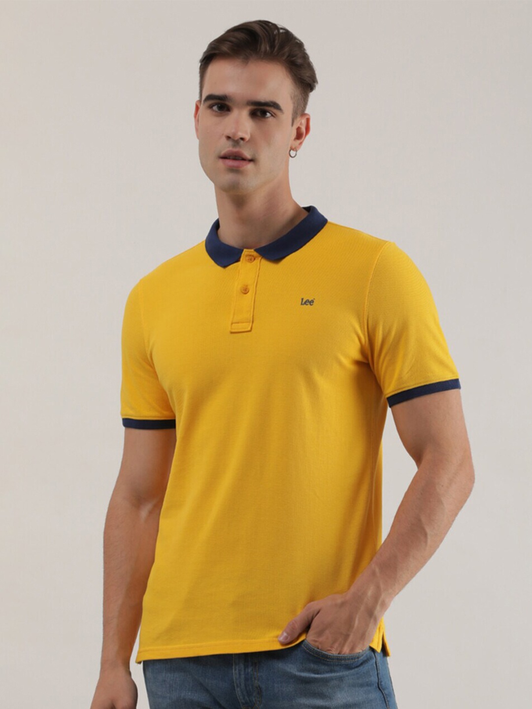 

Lee Polo Collar Slim Fit Cotton T-shirt, Yellow