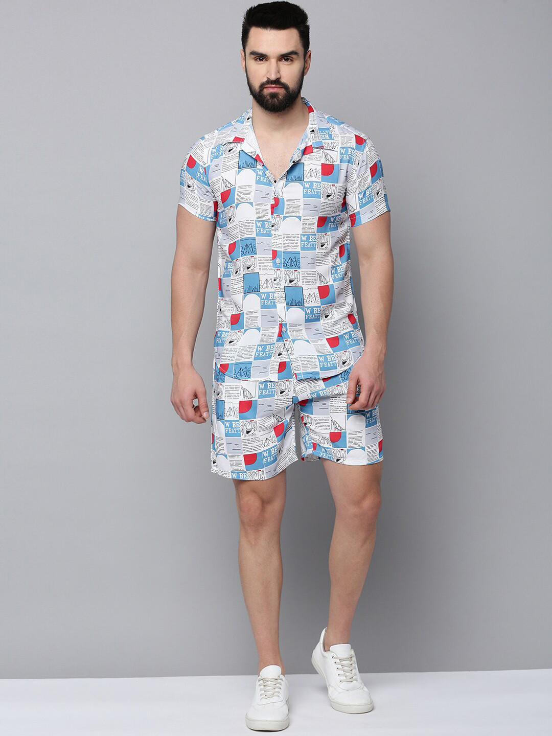 

SHOWOFF Typography Printed Shirt & Shorts, White